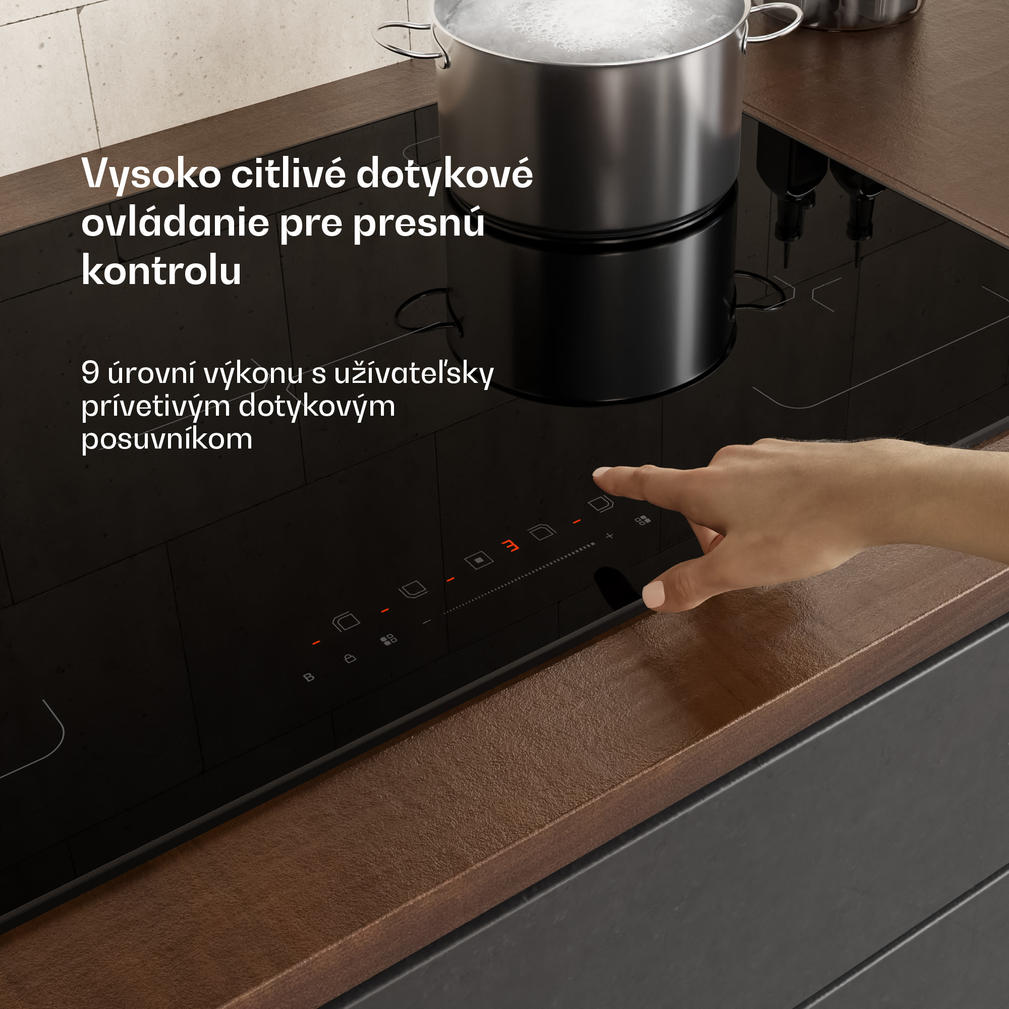 Klarstein Velaire indukčná varná doska, elegantná, minimalistická, výkonná, 5 varných zón, 7200 W, 90 cm – Obrázok 5