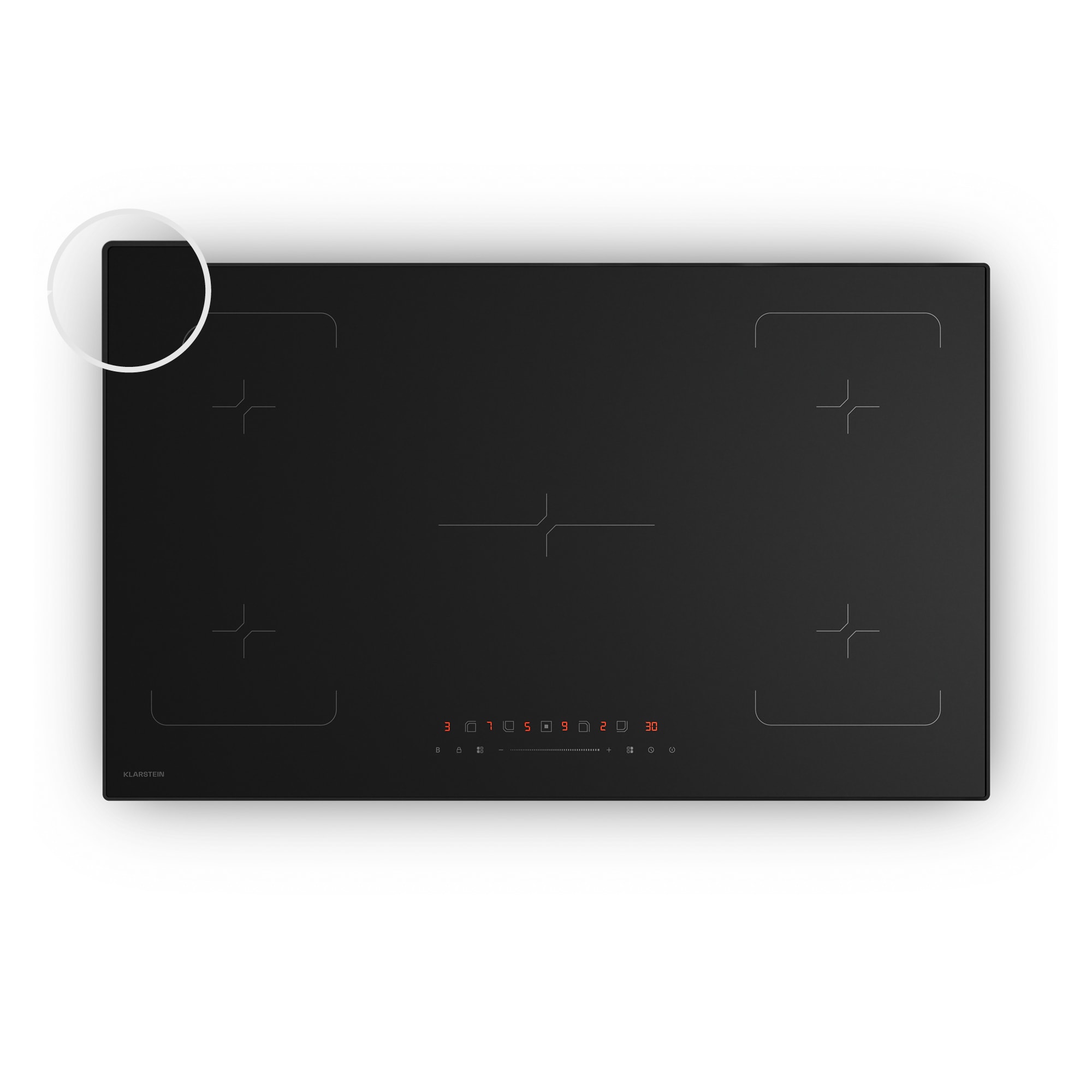 Klarstein Velaire indukčná varná doska, elegantná, minimalistická, výkonná, 5 varných zón, 7200 W, 90 cm