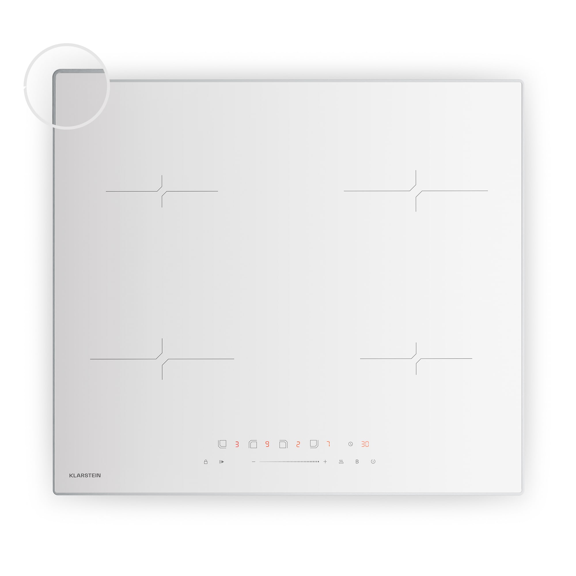 Klarstein Velaire indukčná varná doska, elegantná, minimalistická, výkonná, 4 varné zóny, 7000 W, 60 cm