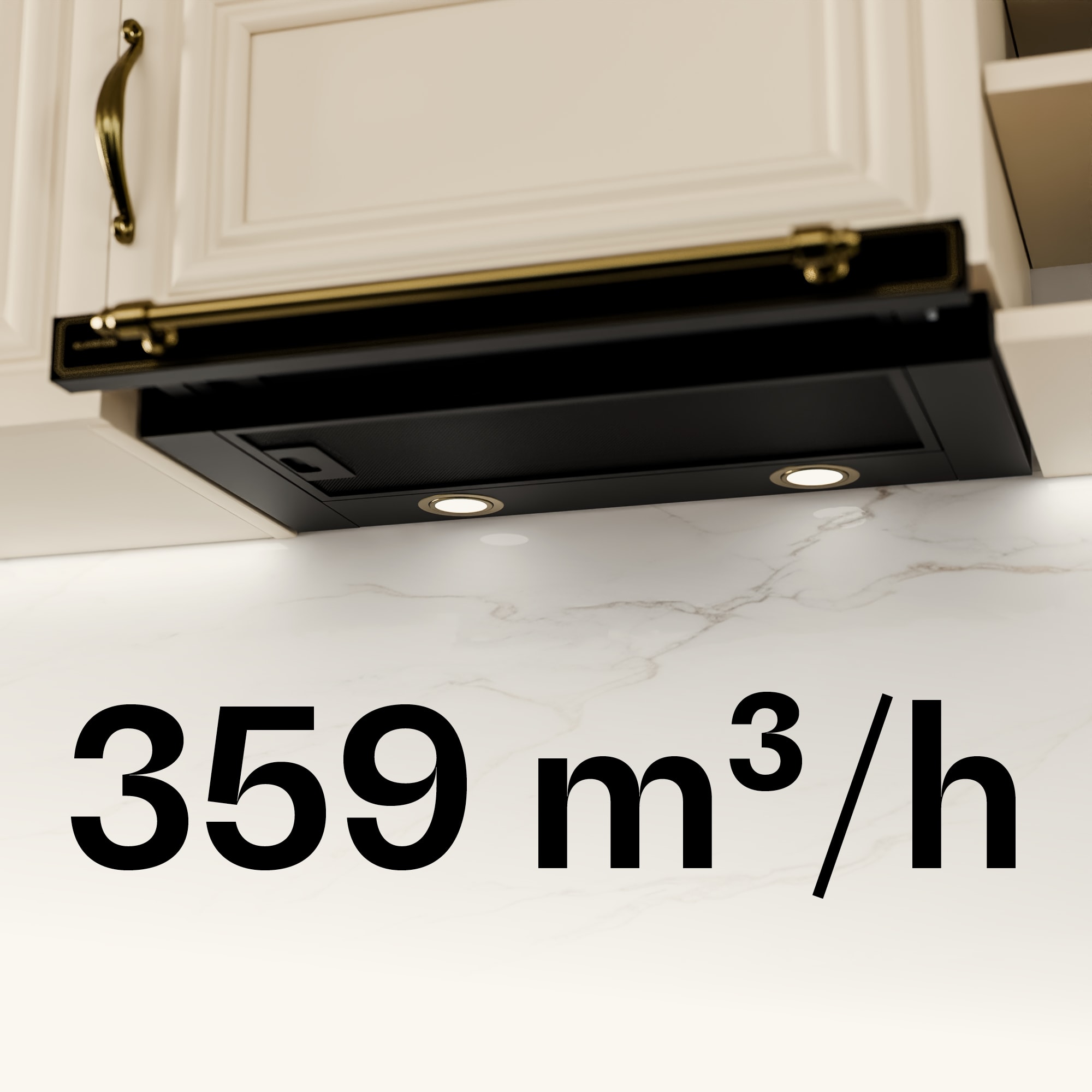 Klarstein Victoria výsuvný digestor elegantný, retro inšpirovaný, nadčasový EEC A++ 359m³/h 60cm – Obrázok 4