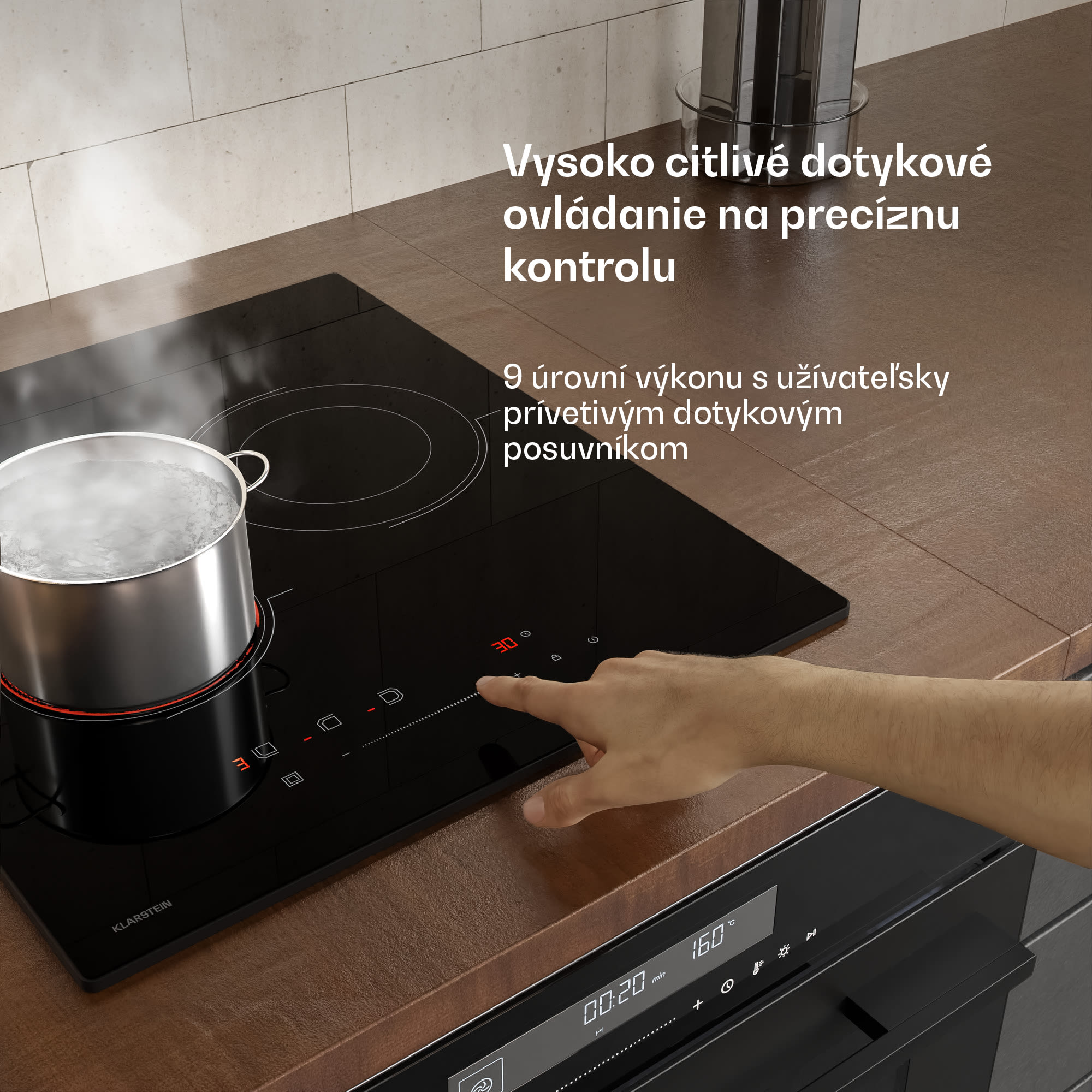 Klarstein Velaire sklokeramická varná doska, elegantná, minimalistická, kompaktná, 3 varné zóny, 4100 W, 45 cm – Obrázok 5