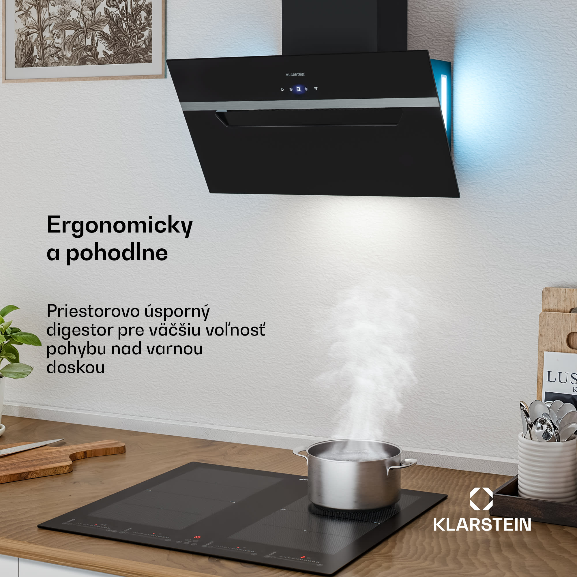 Klarstein BigBite šikmý digestor | režim odsávania vzduchu a recirkulácie | bezpečnostné sklo | 417 m³/h | 60 cm – Obrázok 3