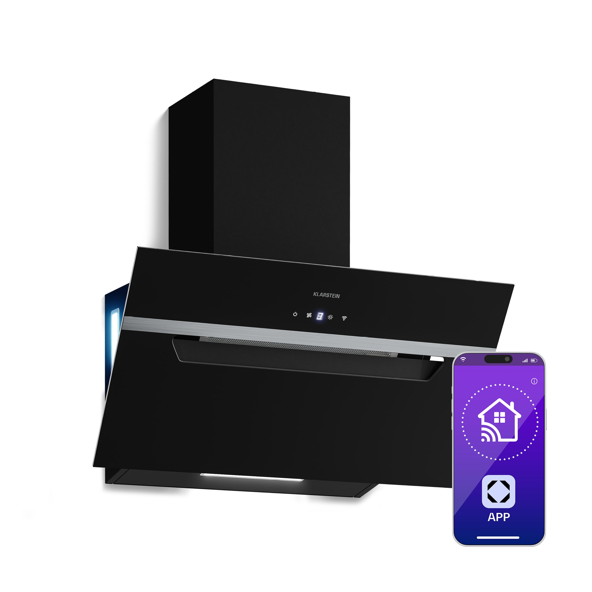 Klarstein BigBite šikmý digestor | režim odsávania vzduchu a recirkulácie | bezpečnostné sklo | 417 m³/h | 60 cm