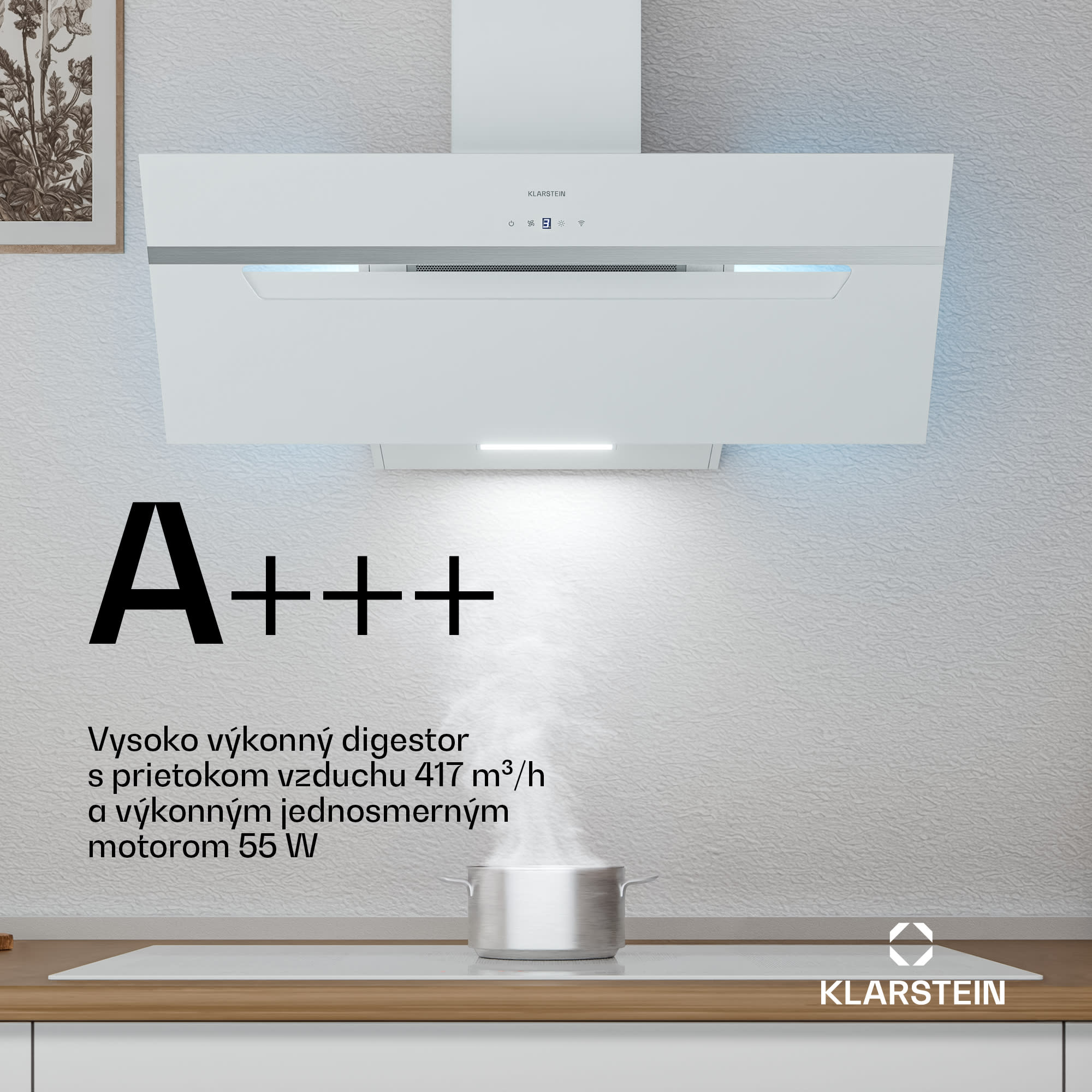 Klarstein BigBite šikmý digestor | režim odsávania vzduchu a recirkulácie | bezpečnostné sklo | 417 m³/h | 90 cm – Obrázok 2