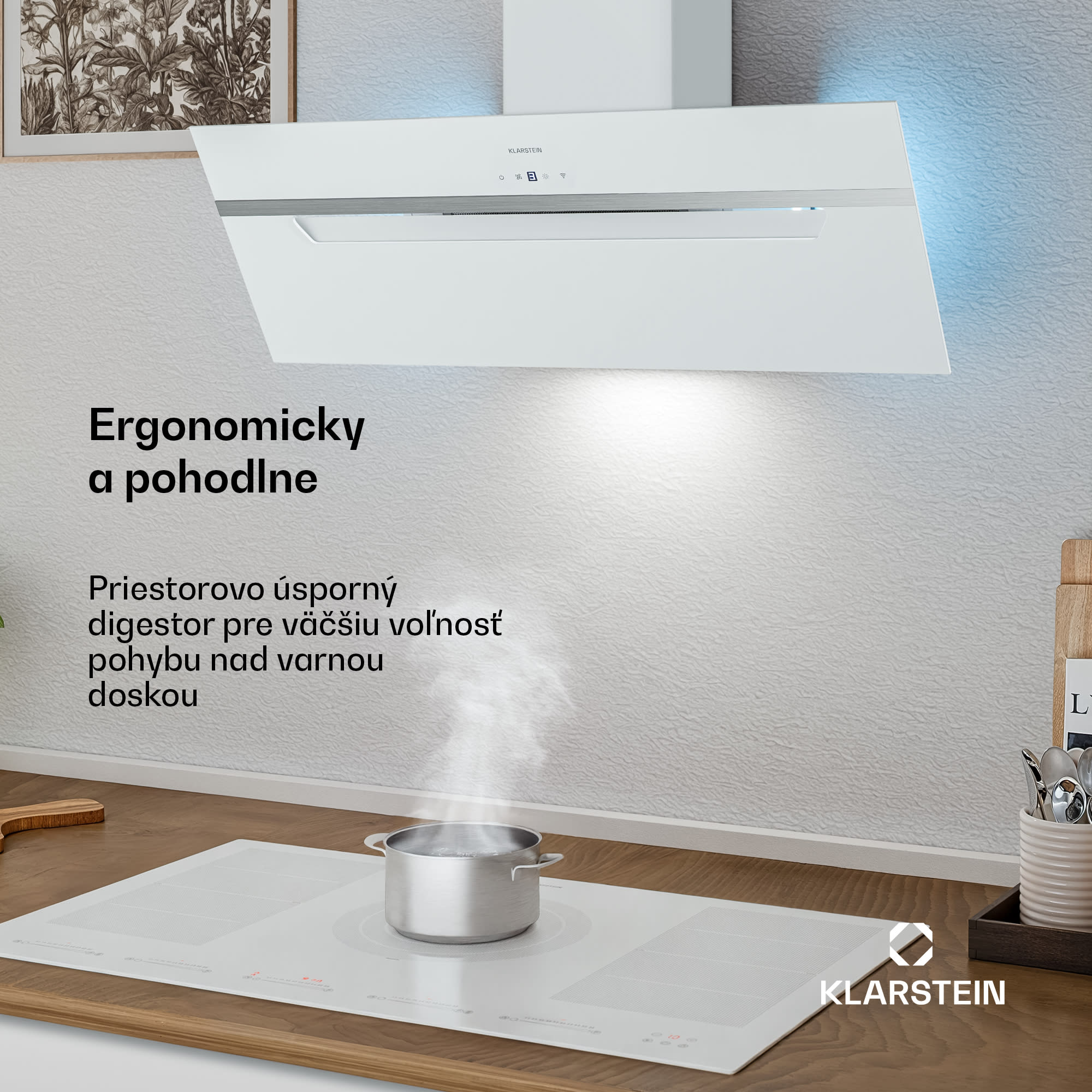 Klarstein BigBite šikmý digestor | režim odsávania vzduchu a recirkulácie | bezpečnostné sklo | 417 m³/h | 90 cm – Obrázok 3