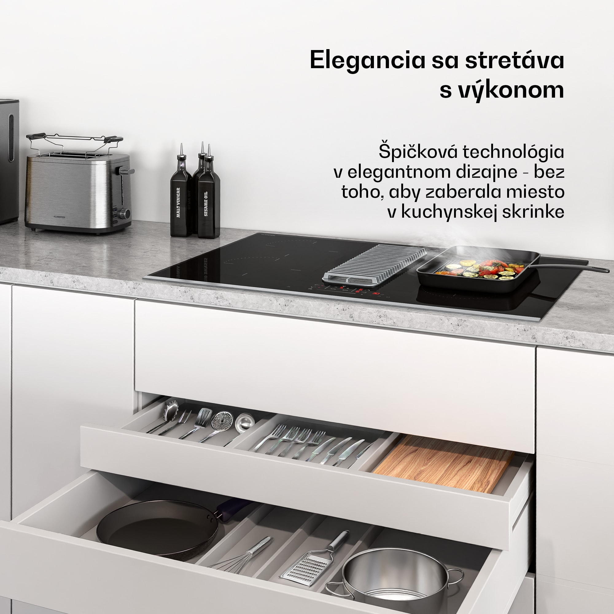 Klarstein Verosteel indukčná varná doska s integrovaným digestorom Elegantná, minimalistická, výkonná 8400 W 80 cm – Obrázok 3