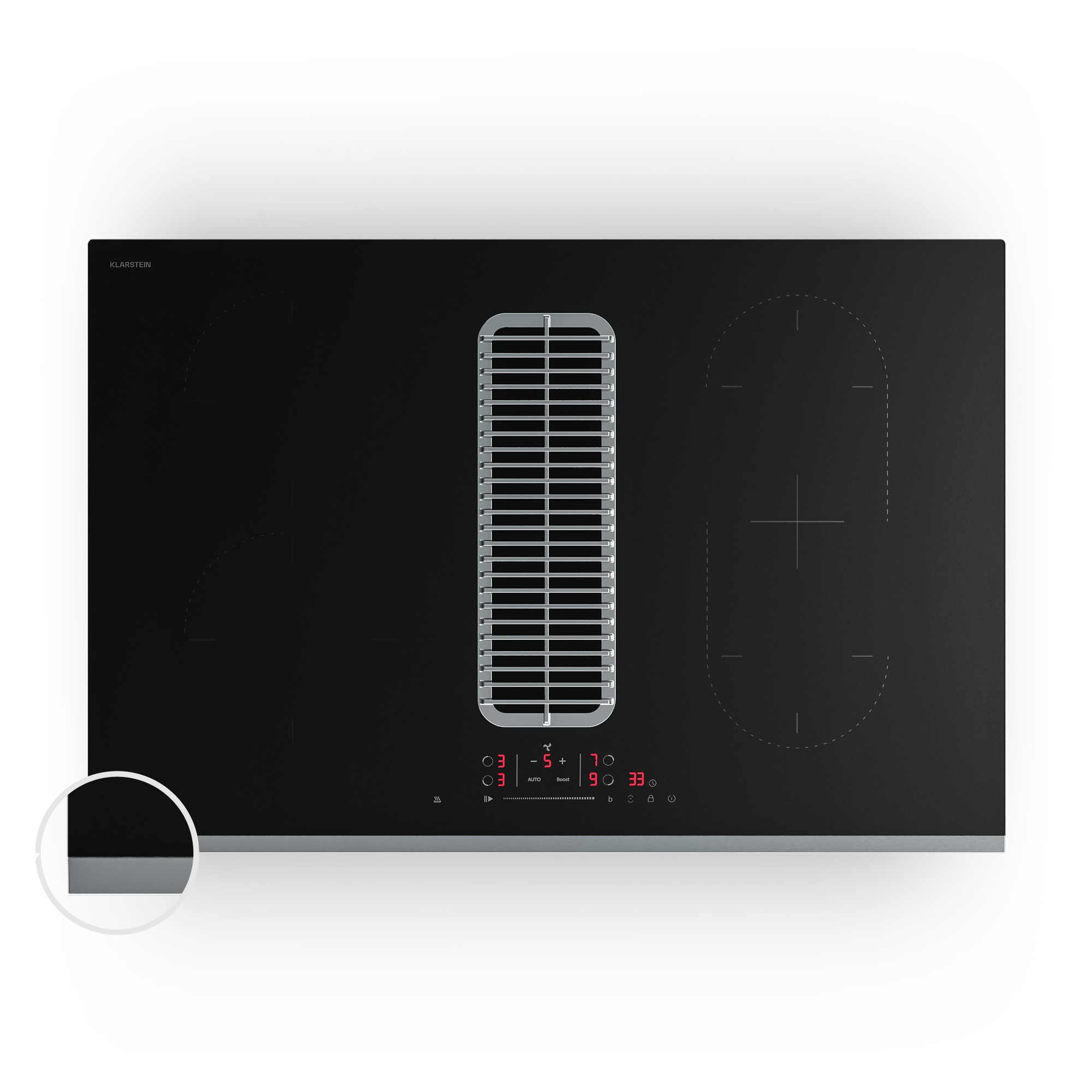 Klarstein Verosteel indukčná varná doska s integrovaným digestorom Elegantná, minimalistická, výkonná 8400 W 80 cm