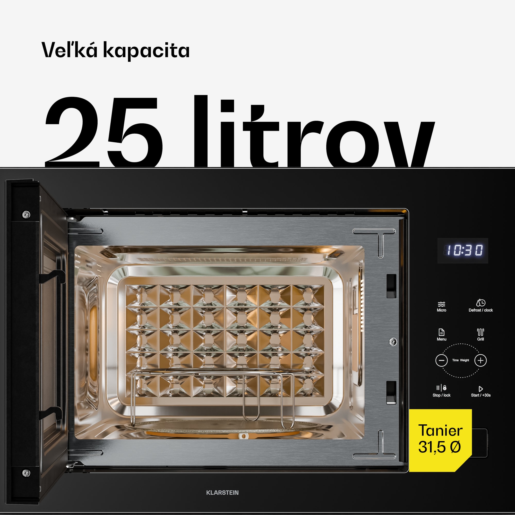 Klarstein Velaire vstavaná mikrovlnná rúra s grilom | 1200 W gril | 850 W mikrovlnná rúra | 60 cm – Obrázok 4
