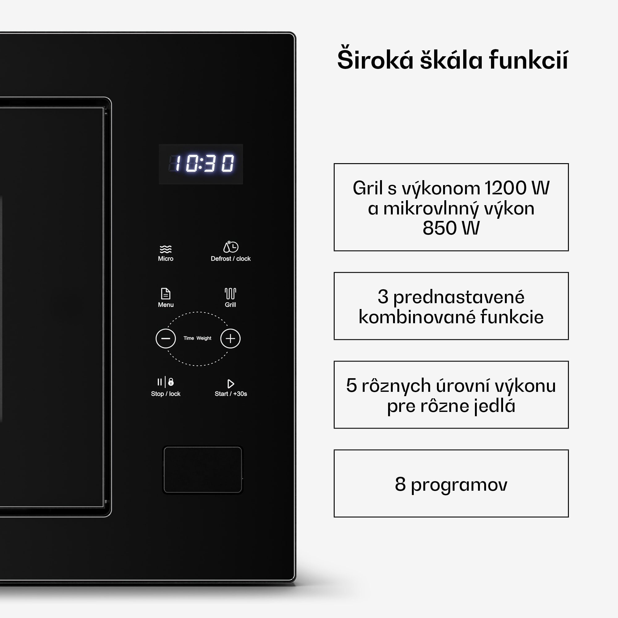 Klarstein Velaire vstavaná mikrovlnná rúra s grilom | 1200 W gril | 850 W mikrovlnná rúra | 60 cm – Obrázok 5