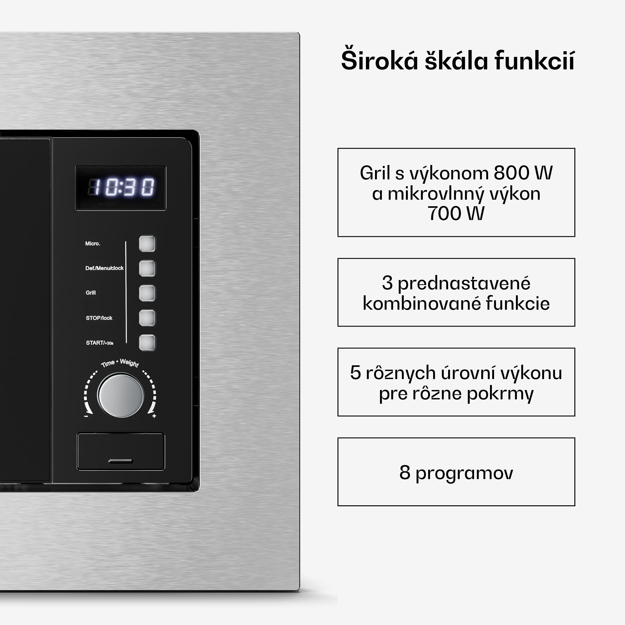 Klarstein Verosteel vstavaná mikrovlnná rúra s grilom | 800 W gril | 700 W mikrovlnná rúra | 60 cm – Obrázok 5
