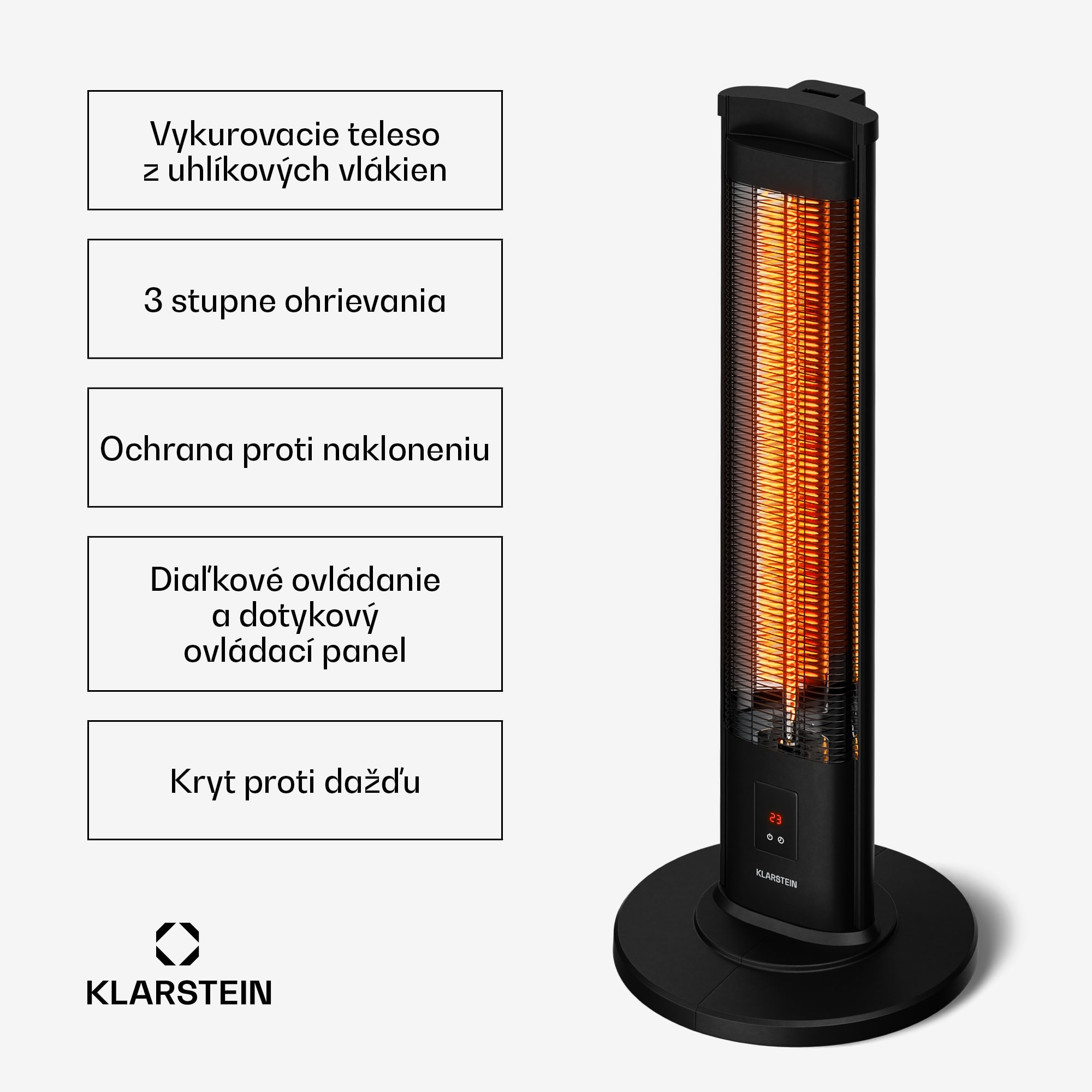 Klarstein BlazeTower infračervený ohrievač | 2000 W | 15 m² | Výkonný | 101 cm x 40 cm – Obrázok 2
