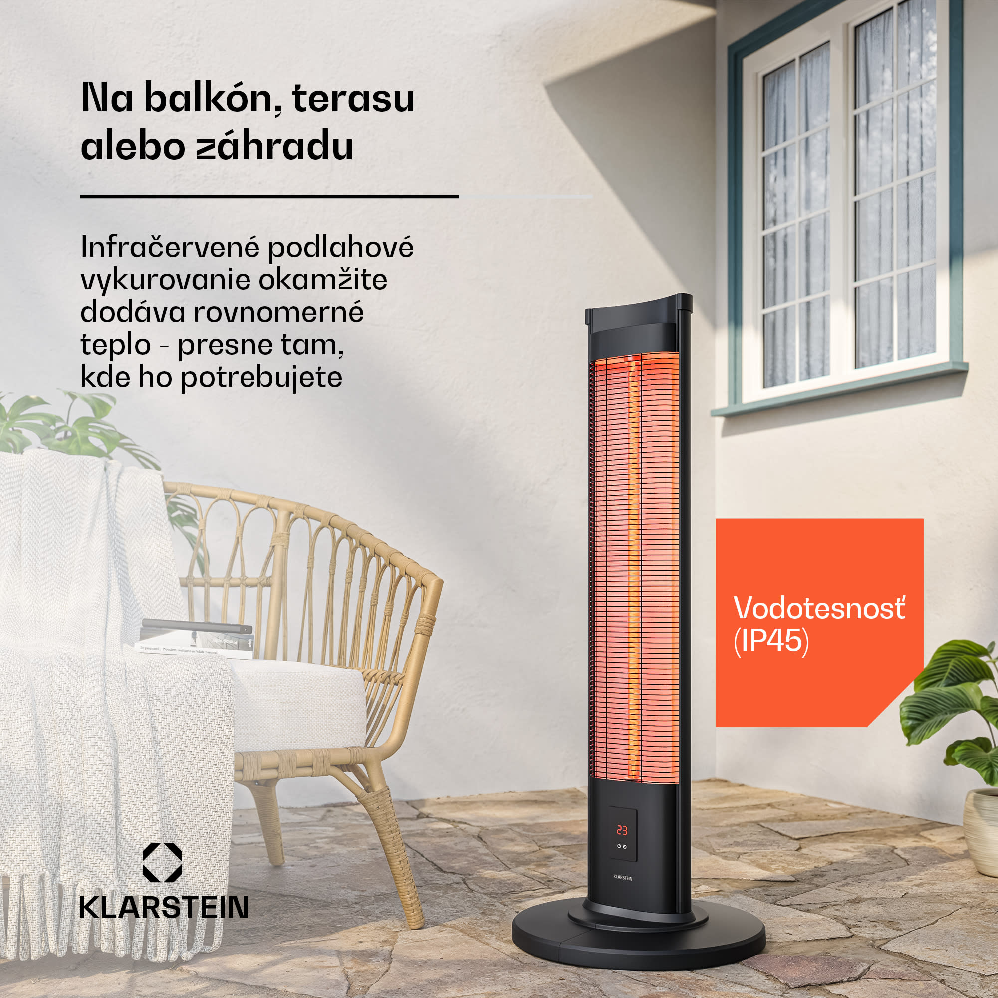 Klarstein BlazeTower infračervený ohrievač | 2000 W | 15 m² | Výkonný | 101 cm x 40 cm – Obrázok 3