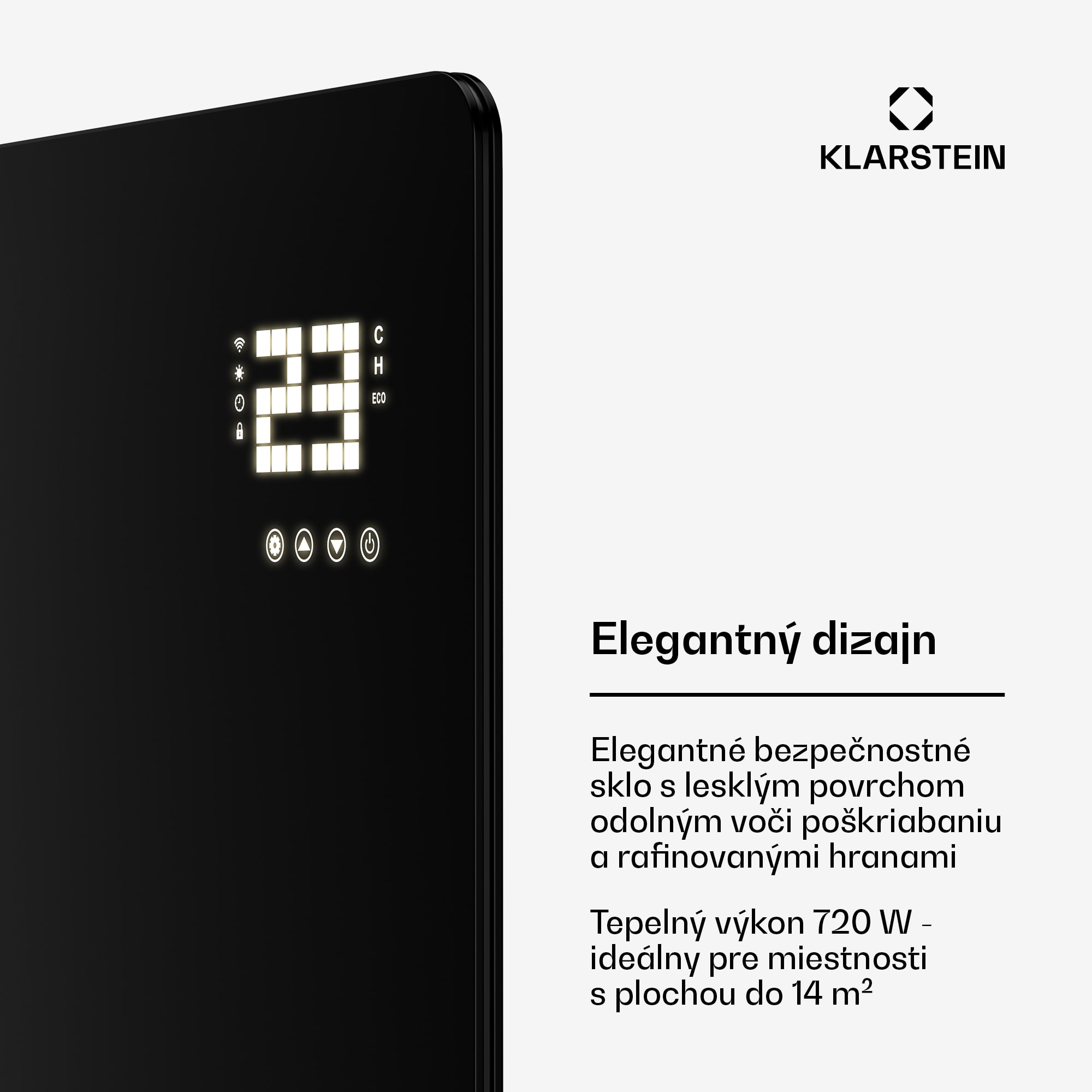 Klarstein Wonderglass infračervený panel | 720 W | 3 - 7 m² | Moderný sklenený dizajn | 120 cm x 68 cm – Obrázok 3