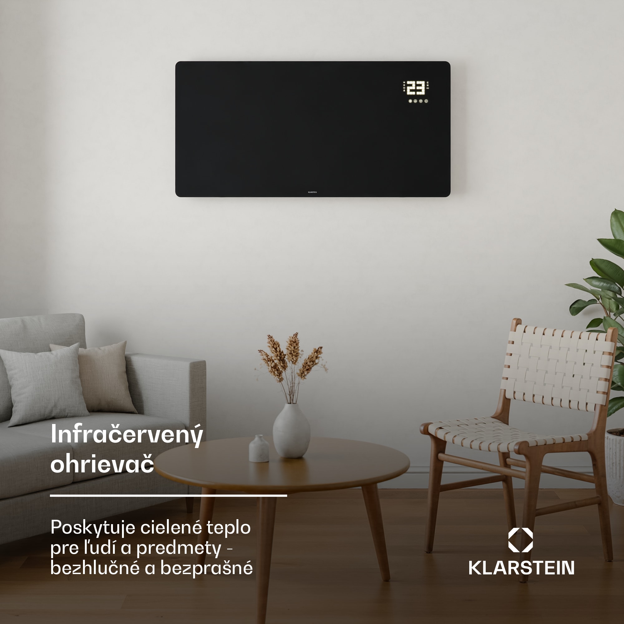 Klarstein Wonderglass infračervený panel | 720 W | 3 - 7 m² | Moderný sklenený dizajn | 120 cm x 68 cm – Obrázok 5