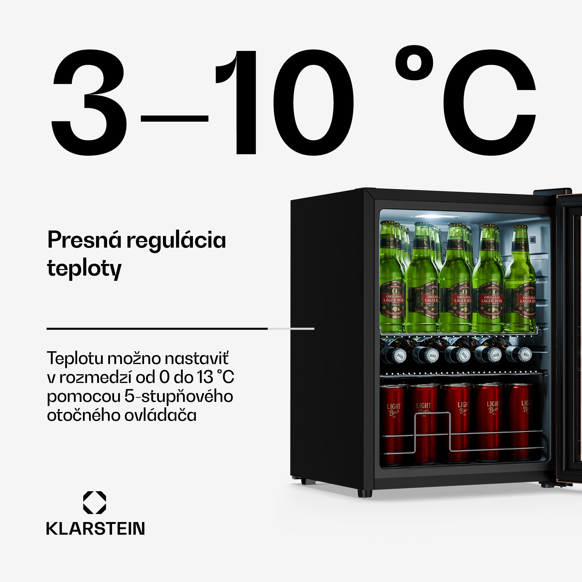Klarstein Beersafe chladnička na nápoje so sklenenými dverami | 64 x 48 cm | 60 litrov | 85 W | Meď/Čierna – Obrázok 4