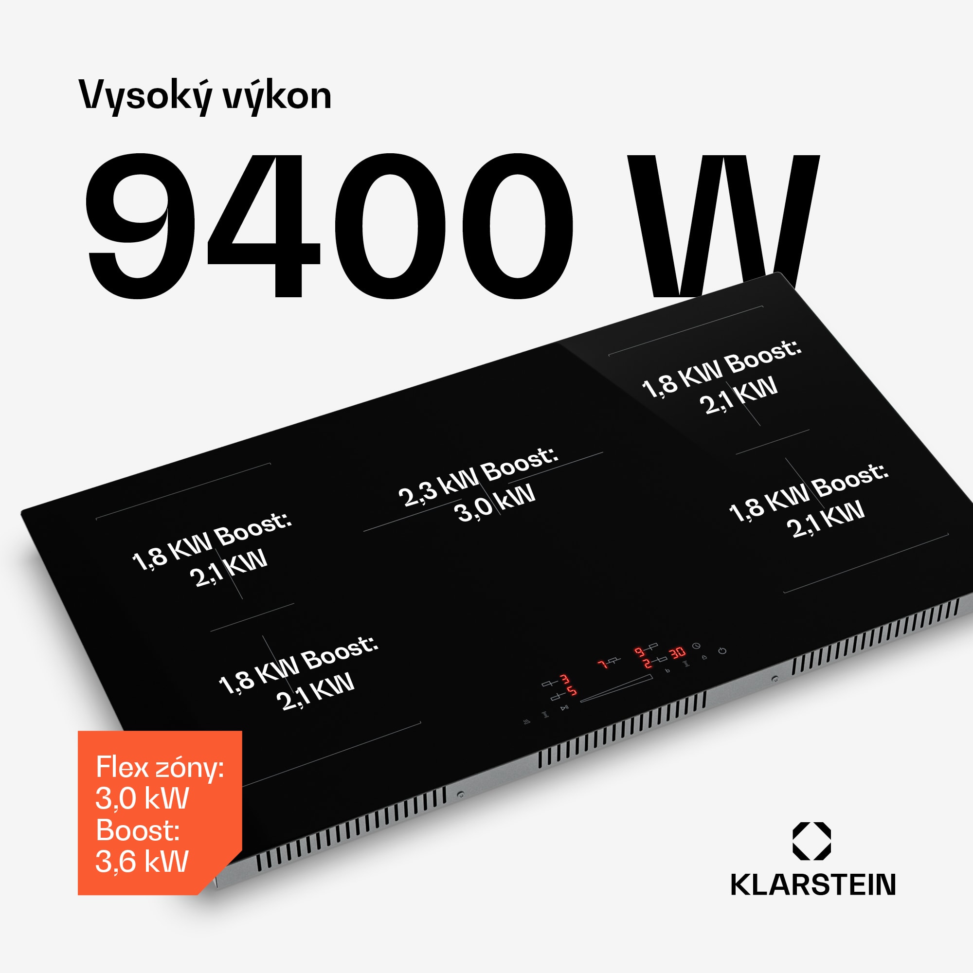 Klarstein HaloSync indukčná varná doska s digestorom| 5 varných zón | 11400 W | 632 m³/h | 90 cm – Obrázok 3