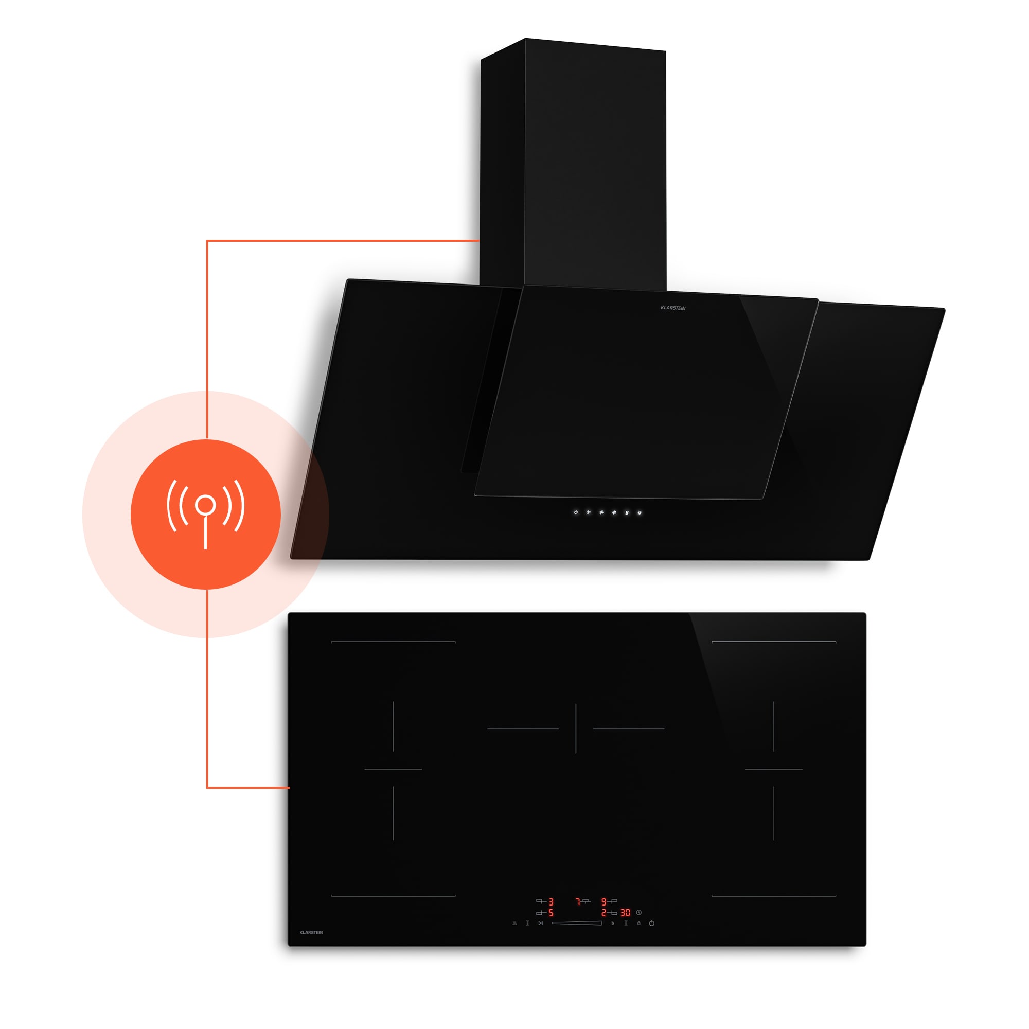 Klarstein HaloSync indukčná varná doska s digestorom| 5 varných zón | 11400 W | 632 m³/h | 90 cm