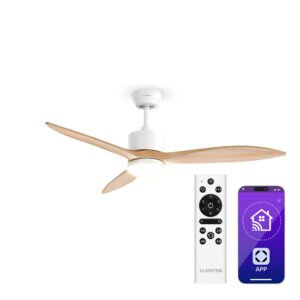 Klarstein SkyBreeze inteligentný stropný ventilátor so svetlom | 132 cm | 27 W | Tichý | LED | Drevo