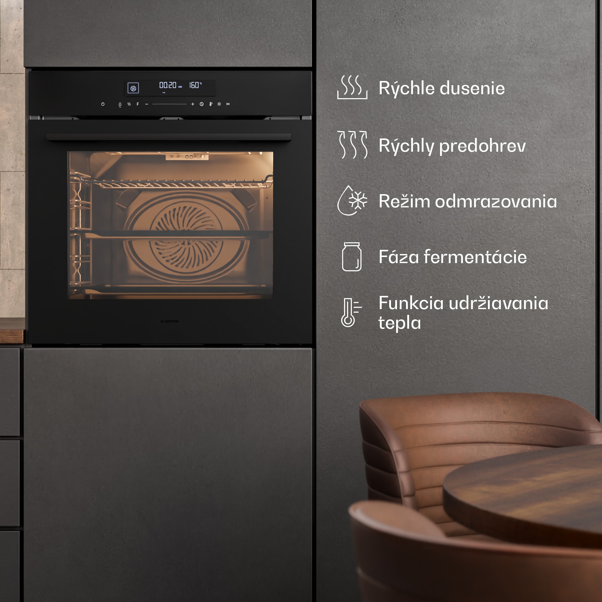 Klarstein Velaire vstavaná rúra + Velaire indukčná varná doska + Velaire digestor | 60 cm – Obrázok 5