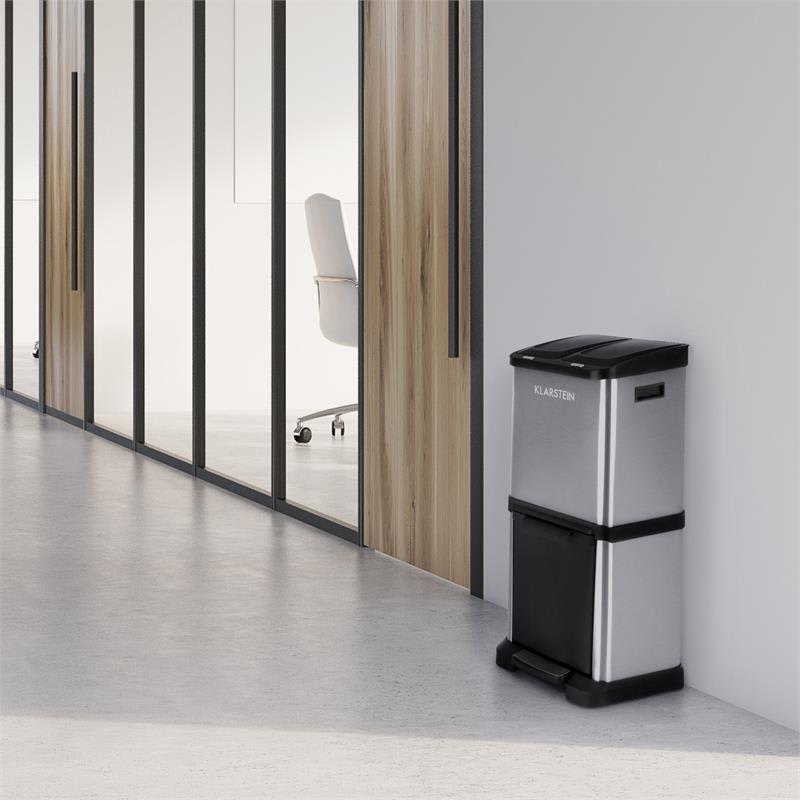 Klarstein Ökosystem² odpadkový kôš triedič odpadkov 30l (1 x15 l, 2x7,5 l) PE ušľachtilá oceľ – Obrázok 2
