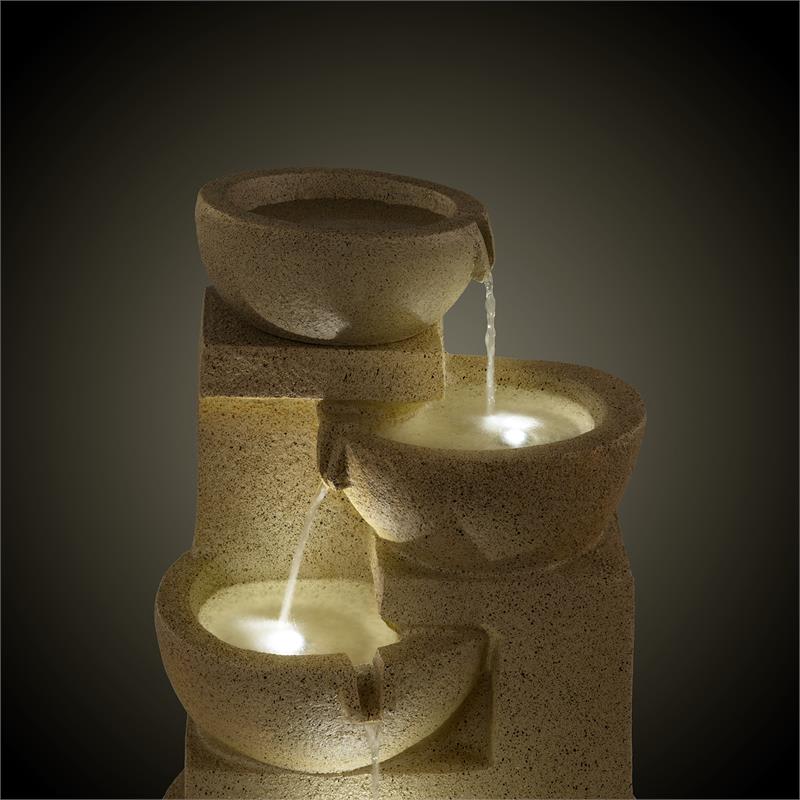 Blumfeldt Korinth, záhradná fontána, solárny panel, 3 W, LED, pieskovcová optika – Obrázok 3