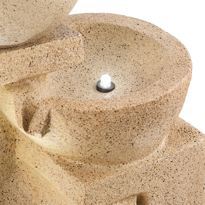 Blumfeldt Korinth, záhradná fontána, solárny panel, 3 W, LED, pieskovcová optika – Obrázok 4