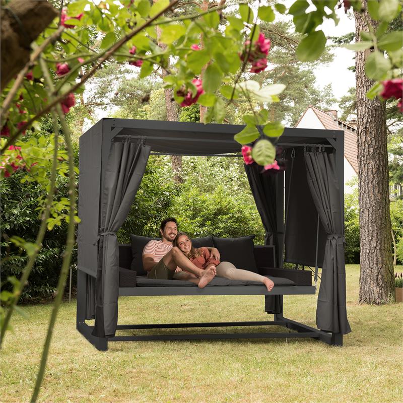 Blumfeldt Eremitage, luxusná záhradná hojdačka, 236 x 180 x 210 cm, tmavosivá/čierna – Obrázok 3