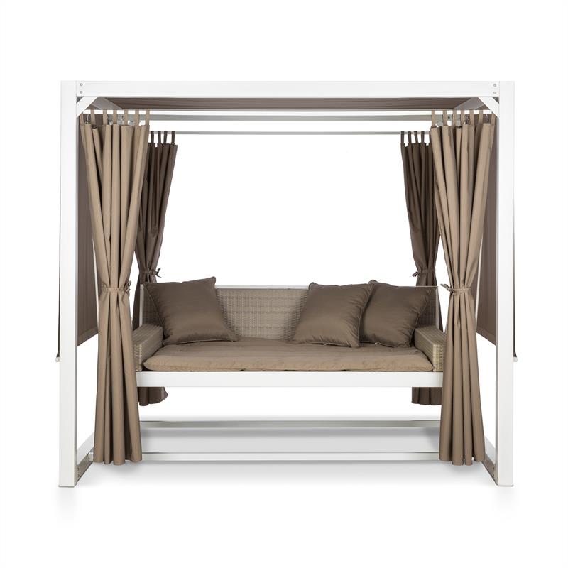 Blumfeldt Eremitage, luxusná záhradná hojdačka, 236 x 180 x 210 cm, biela/hnedosivá – Obrázok 2