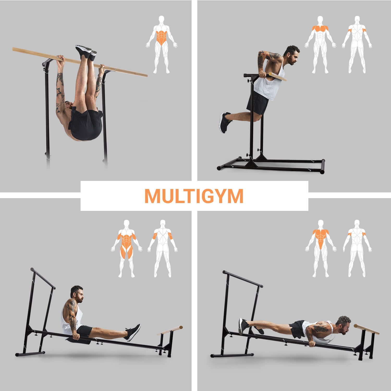 KLARFIT T-Trix, pull up stanica, MultiGym koncept, do 110 kg, prenosná taška, čierna – Obrázok 3