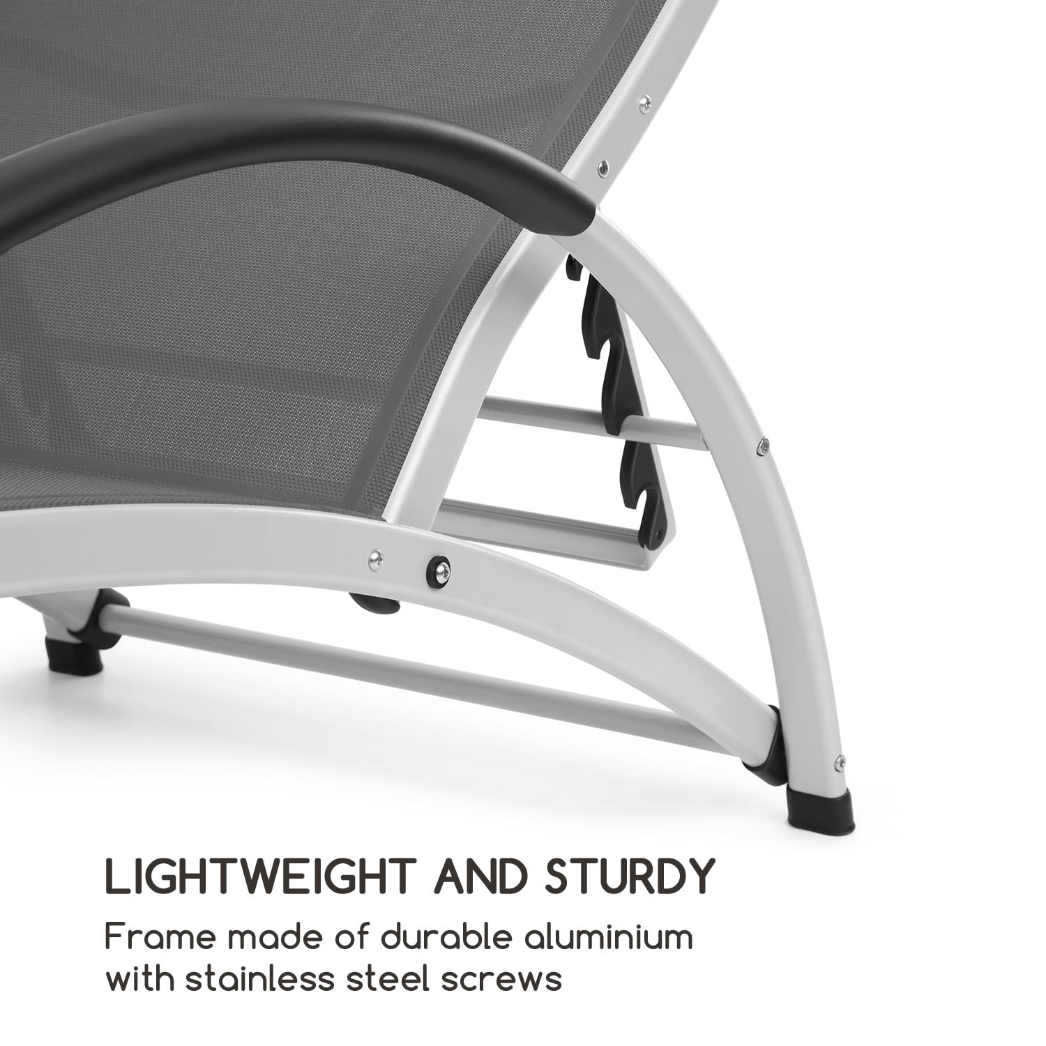 Blumfeldt Beverly Wood, záhradné lehátko, hojdacie kreslo, hliník, sivé – Obrázok 5