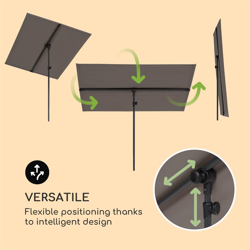 Blumfeldt Flex-Shade L, slnečník, 130 x 180 cm, polyester, UV 50, tmavosivý – Obrázok 3