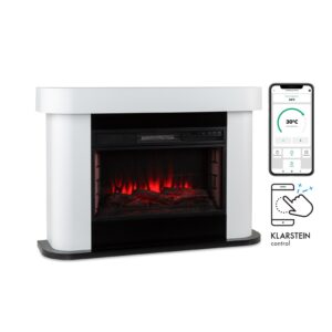 Klarstein Aargau Smart, elektrický krb, 1000/2000 W, LED plameň, 18-27 °C, týždenný časovač, biely