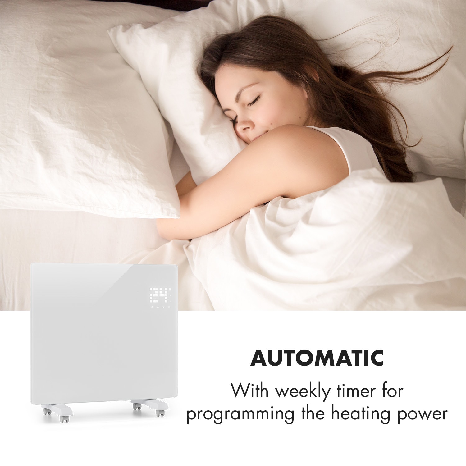 Klarstein Bornholm Single Smart, konvektor, 1000 W, ovládanie cez aplikáciu, biely – Obrázok 4