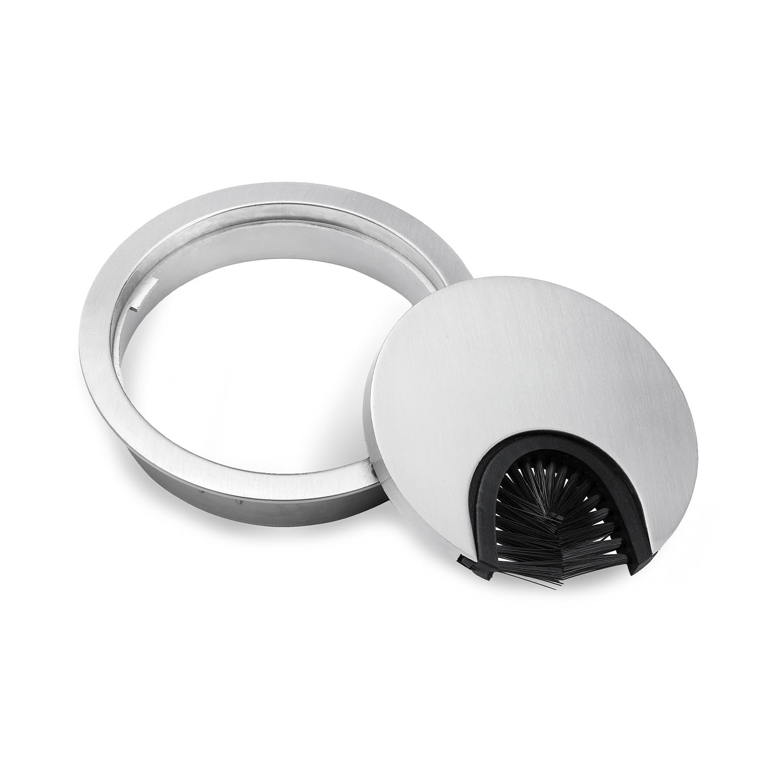 OneConcept Káblová priechodka, súprava 2 kusov, 60 mm, kov, štetinové tesnenie – Obrázok 3