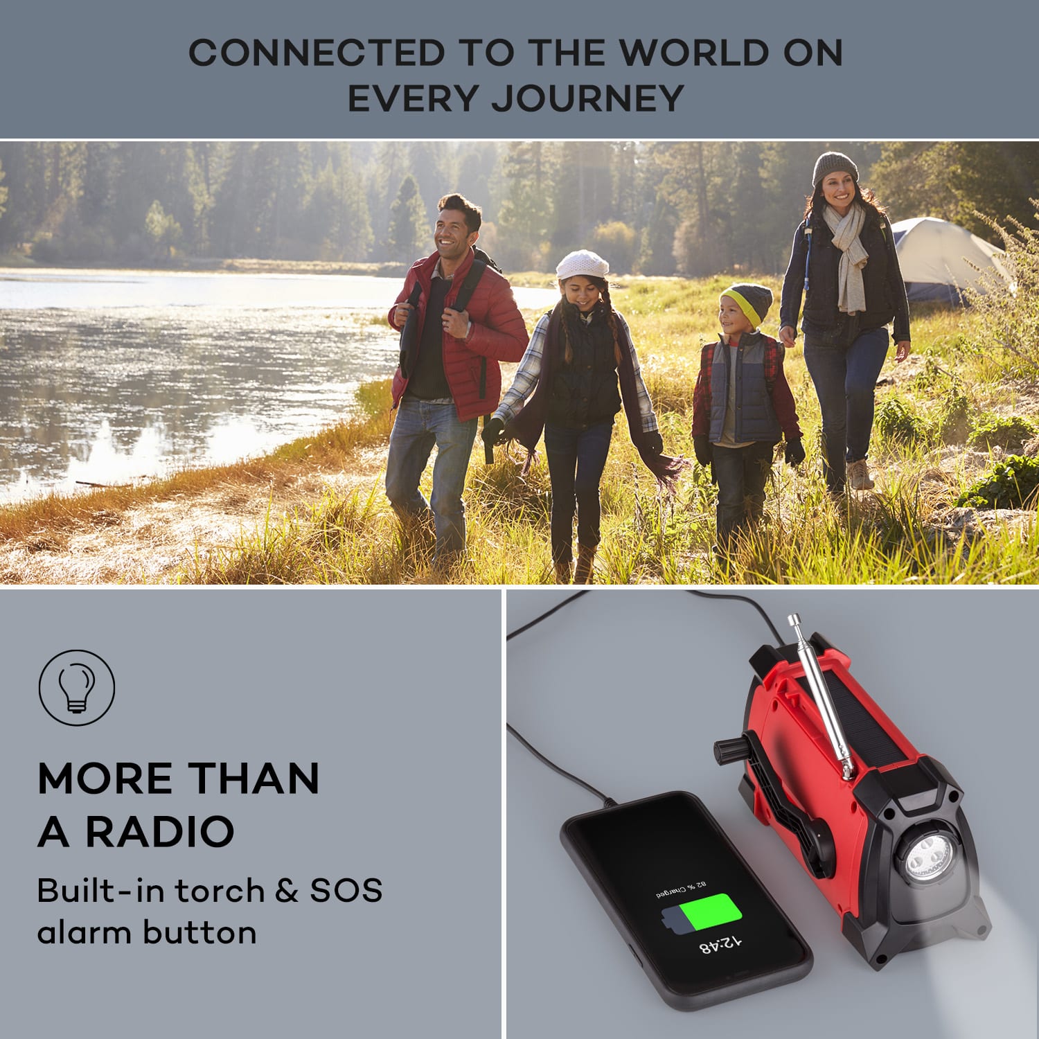 Auna Patagonia DAB+ Outdoorové rádio DAB / DAB+ / FM Nabíjanie kľukou USB SOS Alarm Vodotesné – Obrázok 3