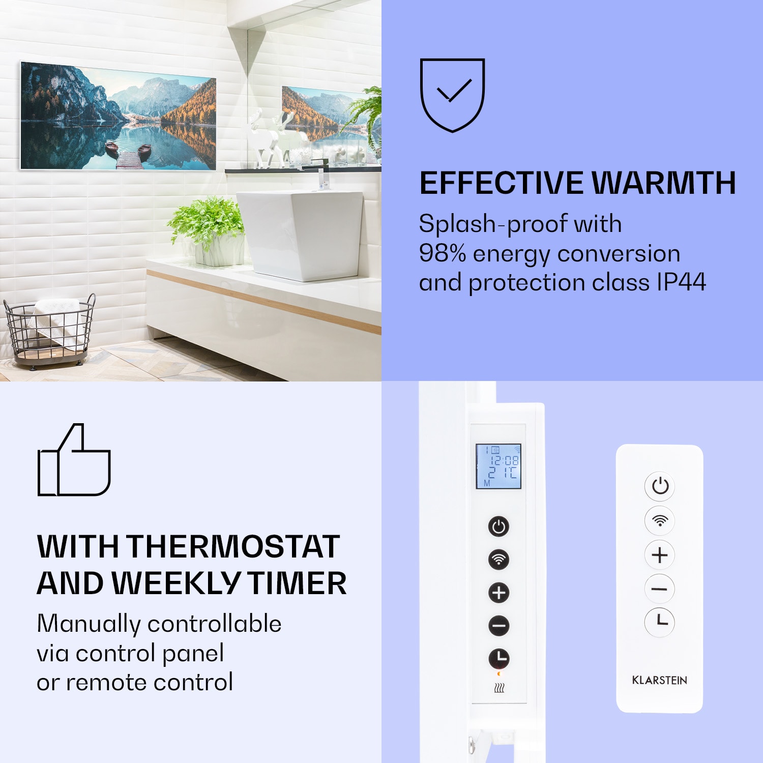 Klarstein Wonderwall Air Art Smart, infračervený ohrievač, 120 x 60 cm, 700 W, more horizontálne – Obrázok 4