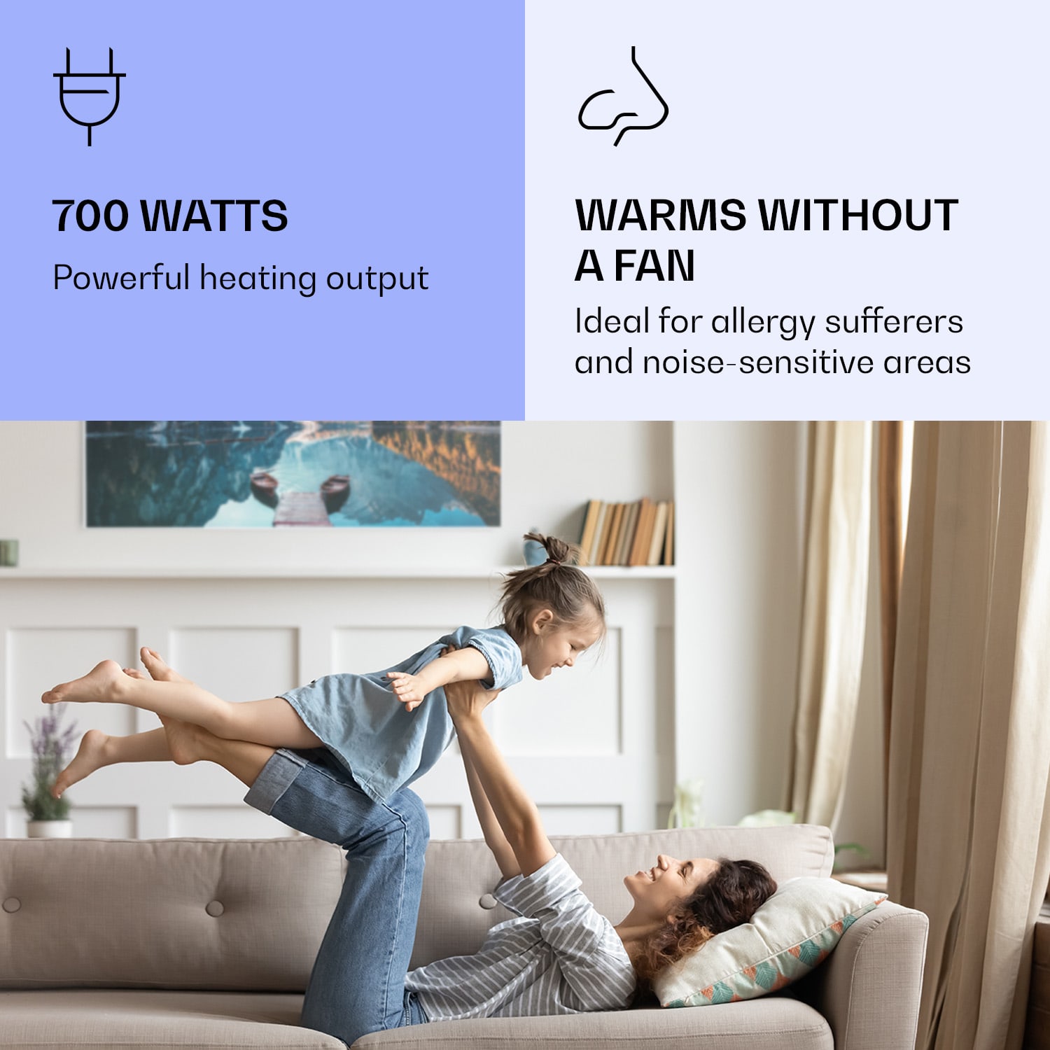 Klarstein Wonderwall Air Art Smart, infračervený ohrievač, 120 x 60 cm, 700 W, more horizontálne – Obrázok 5