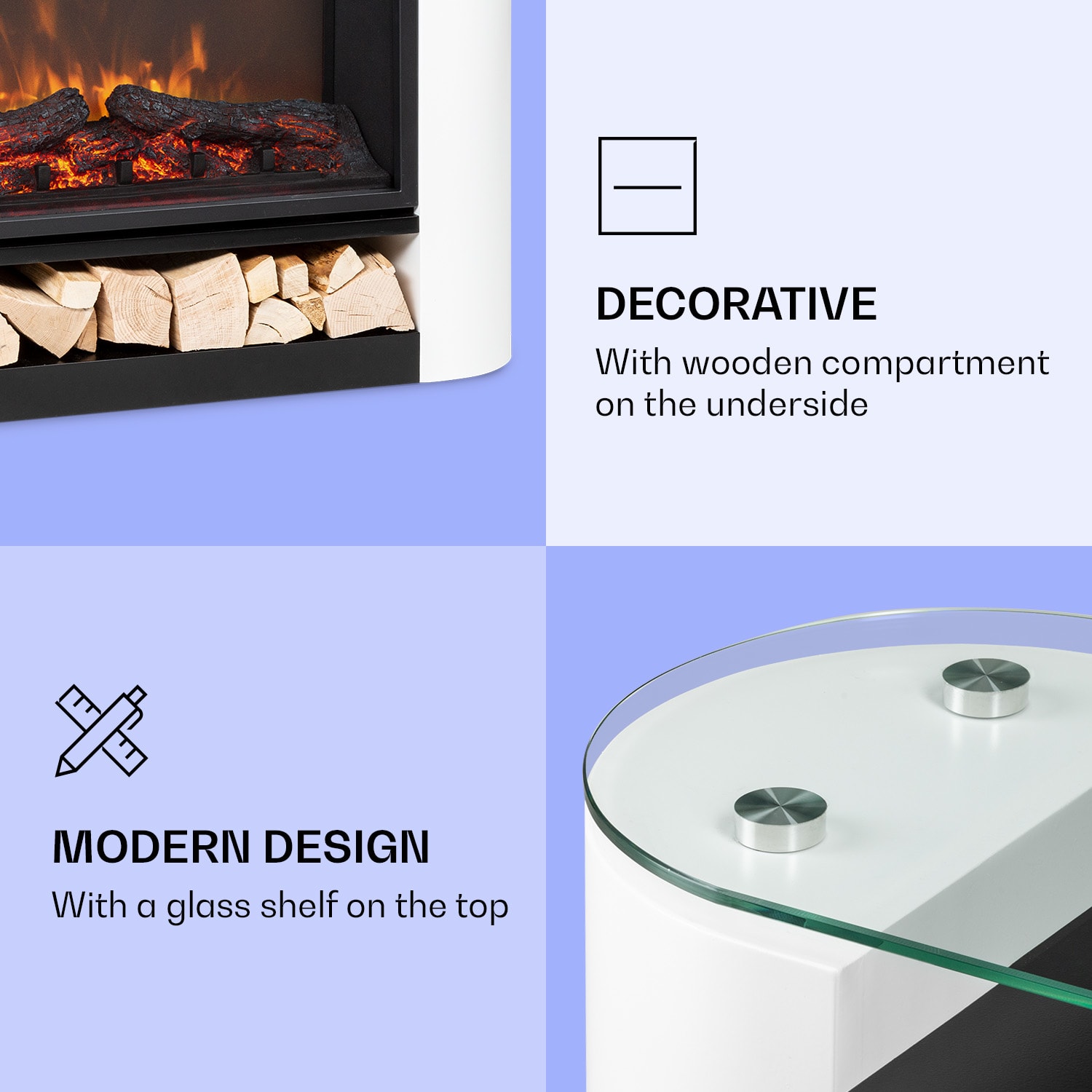 Klarstein Studio 10 Arc, elektrický krb, 1800 W, LED plamene, ventilátor, diaľkové ovládanie – Obrázok 5