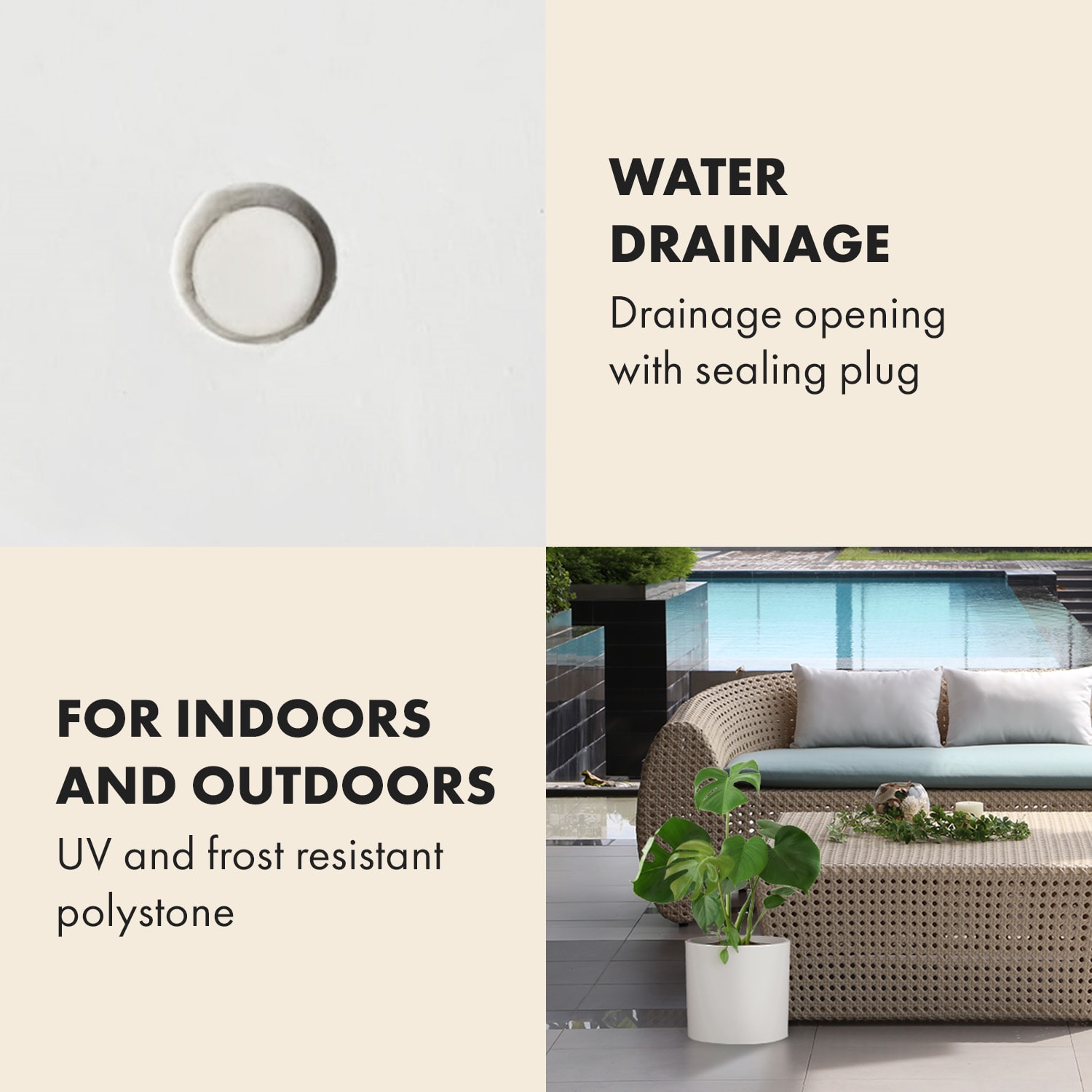 Fox & Fern Venlo, kvetináč, Polystone, interiér a exteriér, 3 veľkosti – Obrázok 4