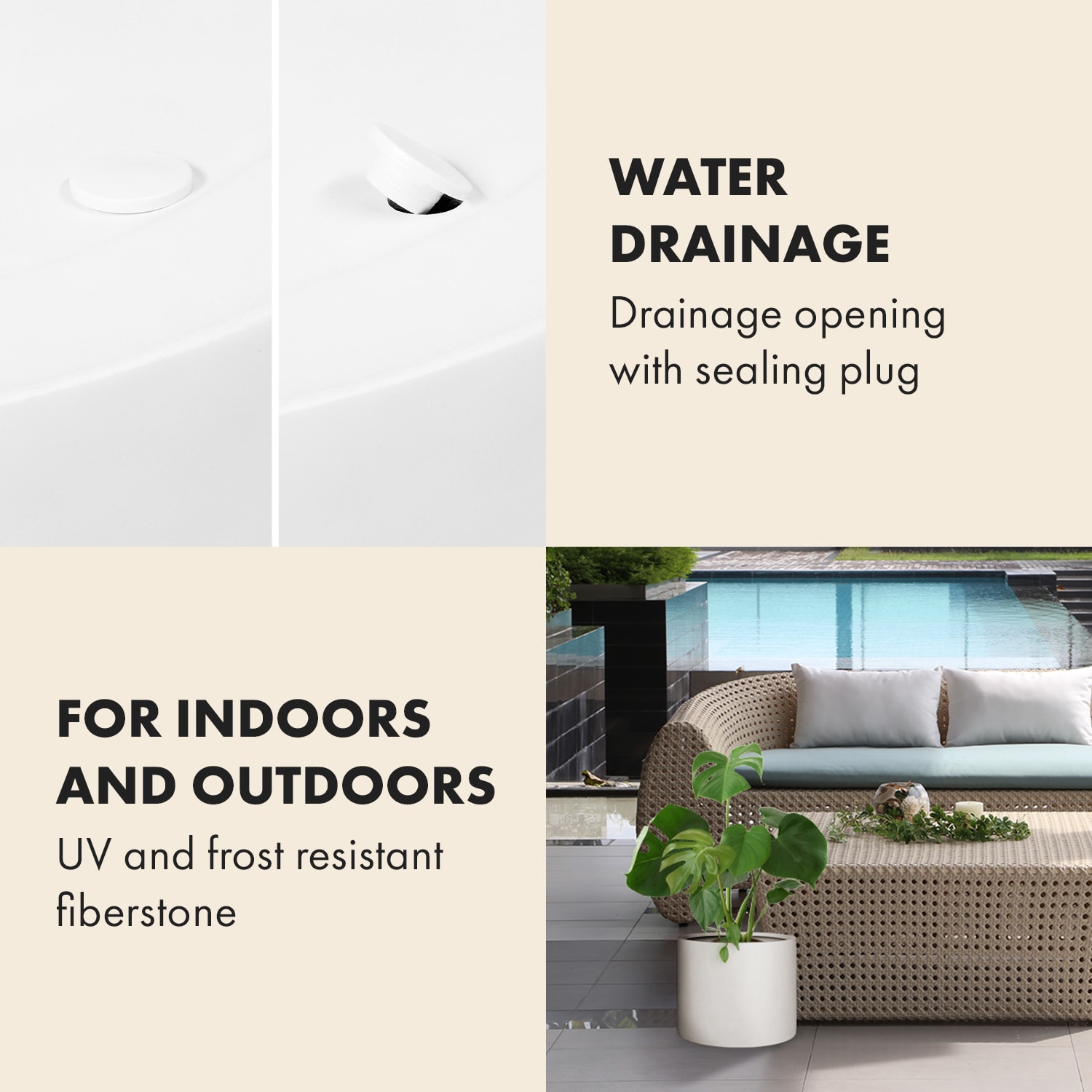 Fox & Fern Gendt, kvetináč, fiberstone, interiér/exteriér – Obrázok 4