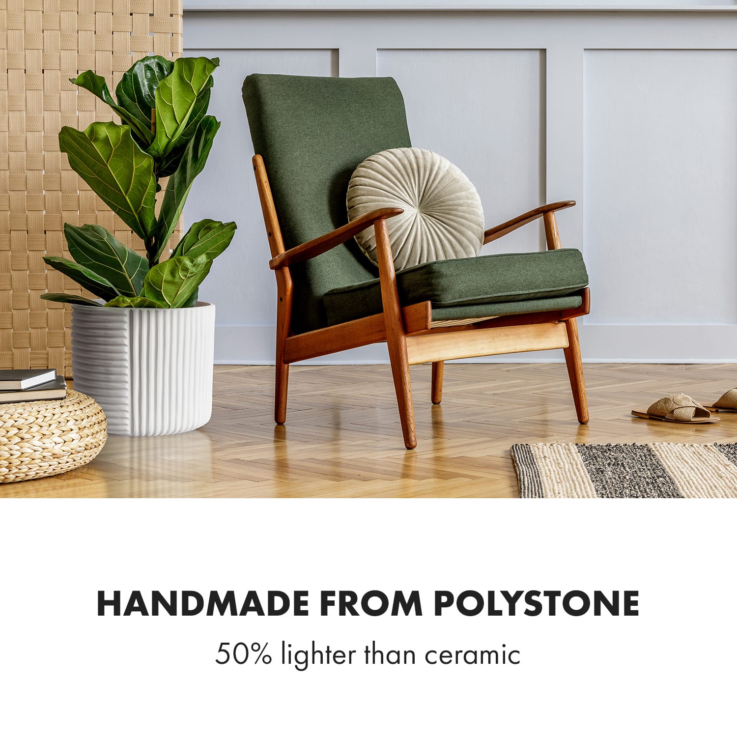 Fox & Fern Hasselt, kvetináč z polystonu, ručne robený – Obrázok 4