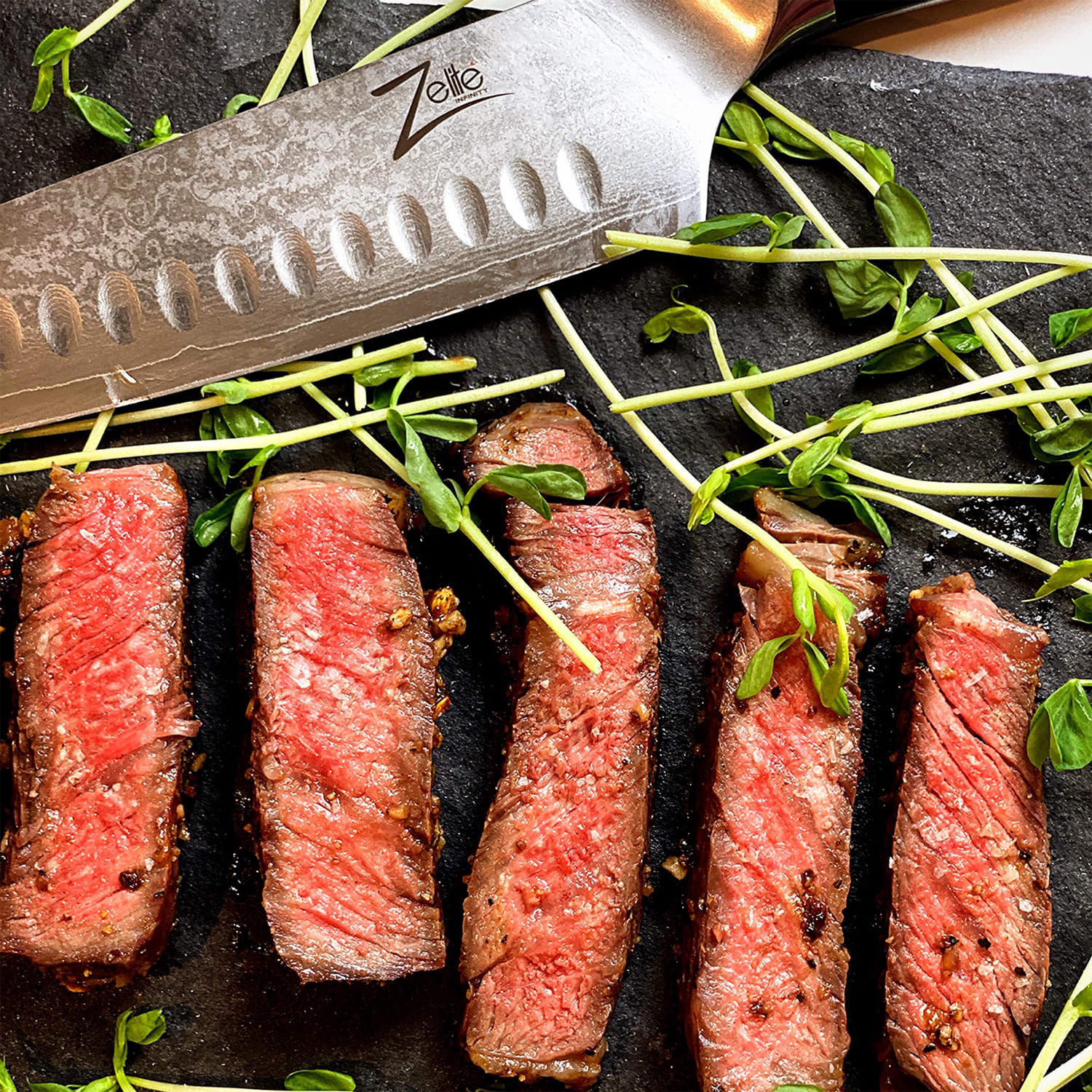 Zelite Infinity by Klarstein Alpha-Royal Japanese Series, 7" nôž santoku, damašková oceľ – Obrázok 5