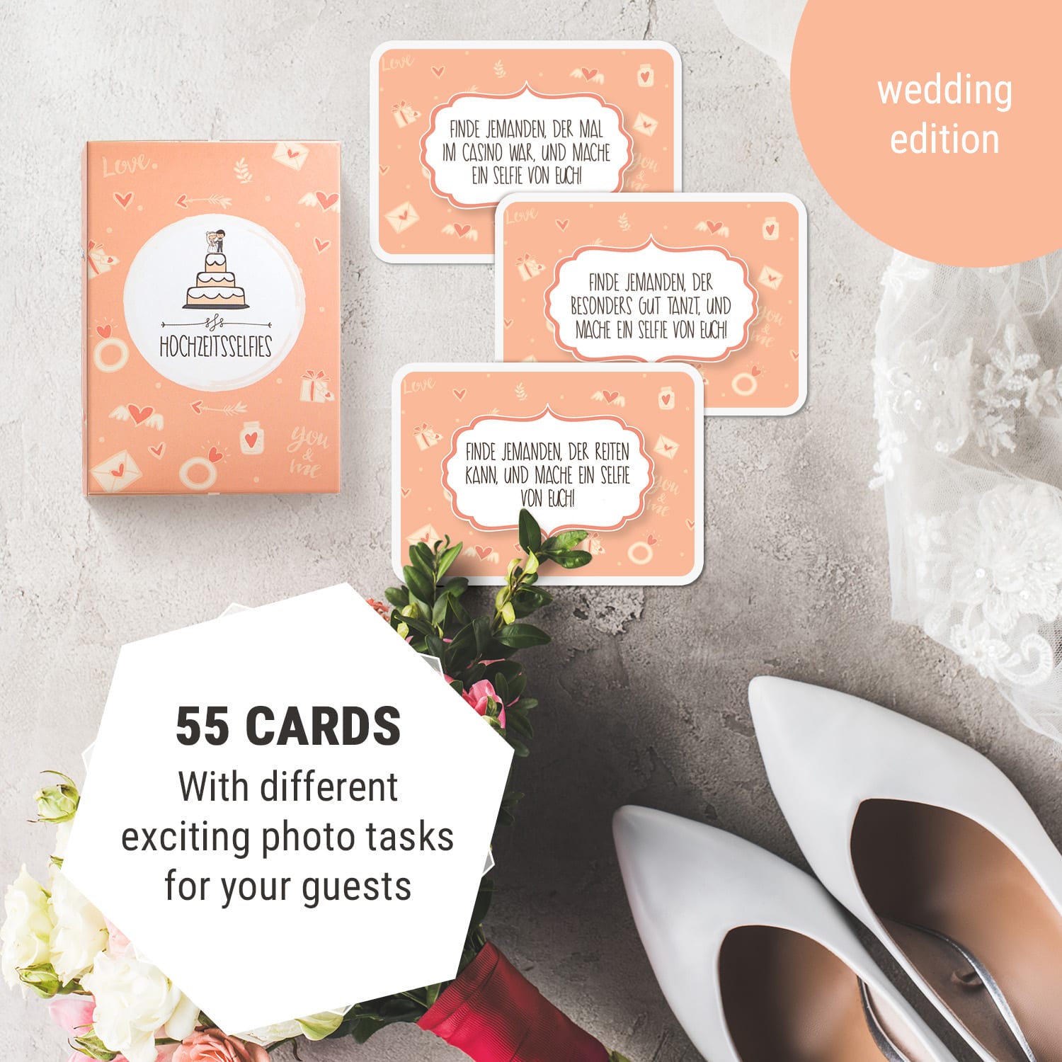 Spielehelden Wedding Selfies Svadobná hra 55 fotografických úloh vreckový formát – Obrázok 3
