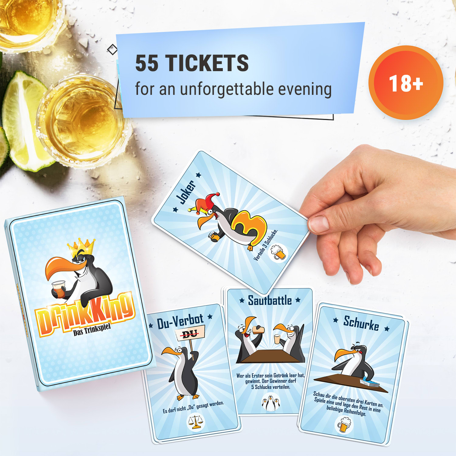 Spielehelden DrinkKing Alkoholická hra 55 kariet Hráči: 2-8 Vek: 18+ – Obrázok 3