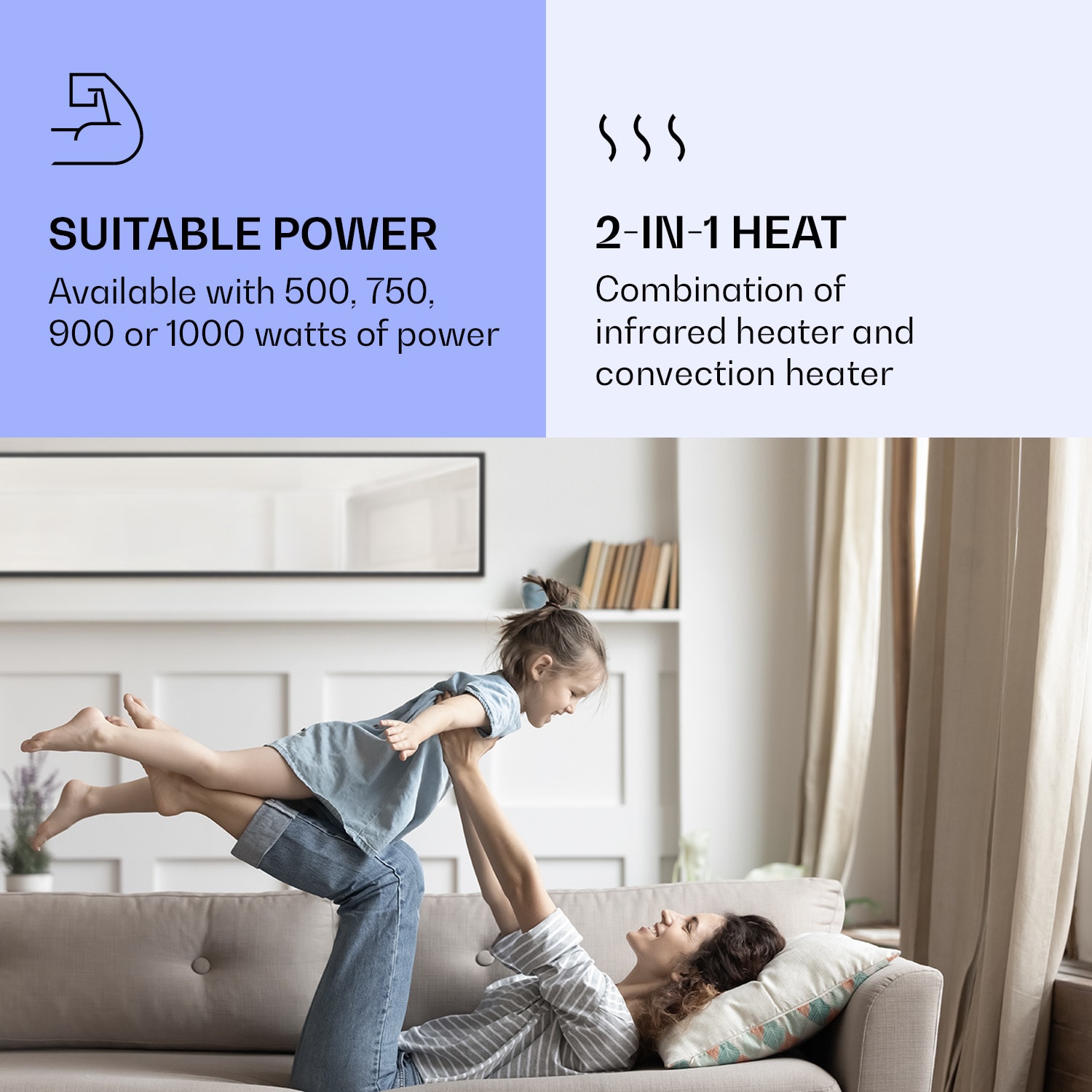 Klarstein La Palma 900 smart, infračervený ohrievač, 40 x 160 cm, 900 W, zrkadlový stojan – Obrázok 5