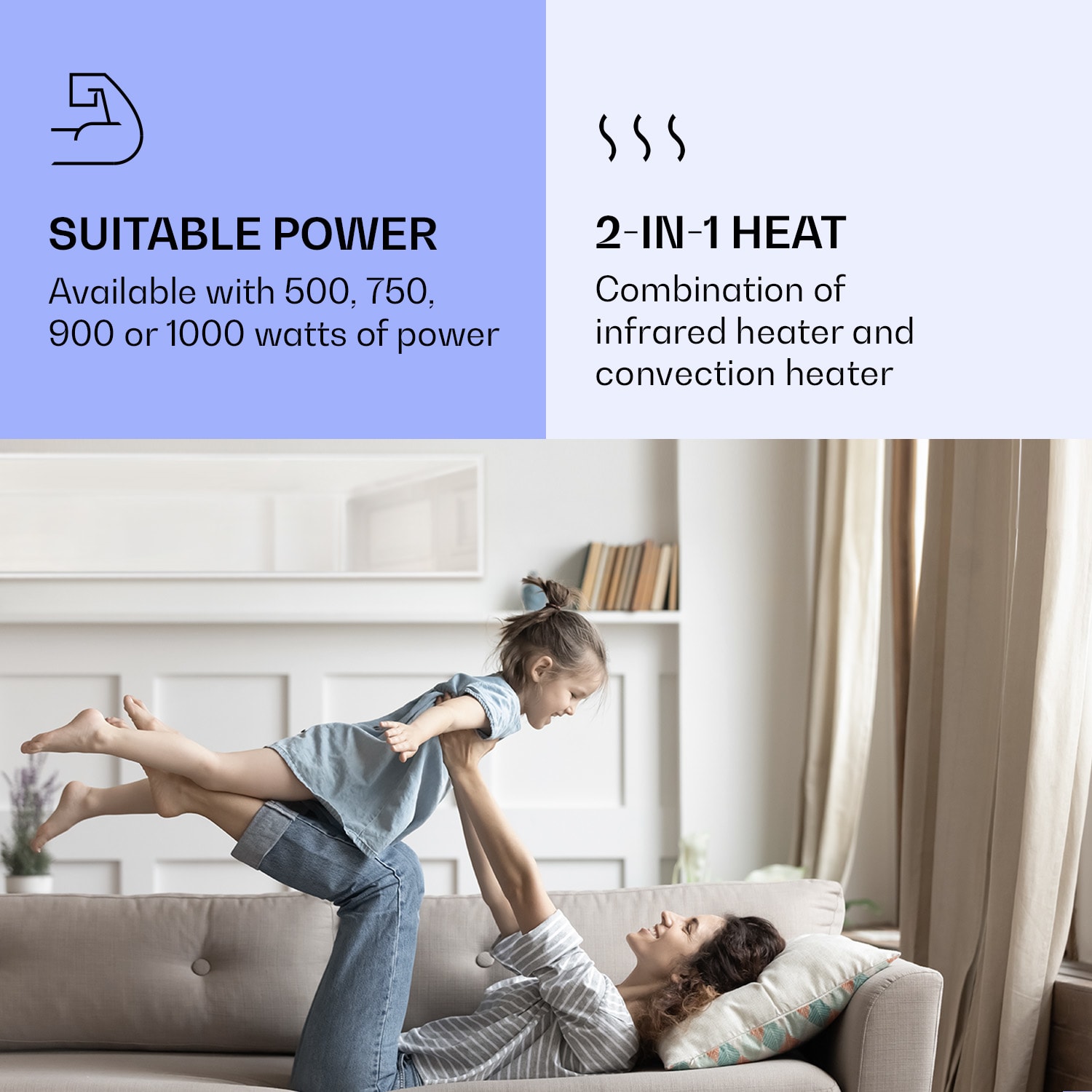 Klarstein La Palma 900 smart, infračervený ohrievač, 40 x 160 cm, 900 W, zrkadlový stojan – Obrázok 5