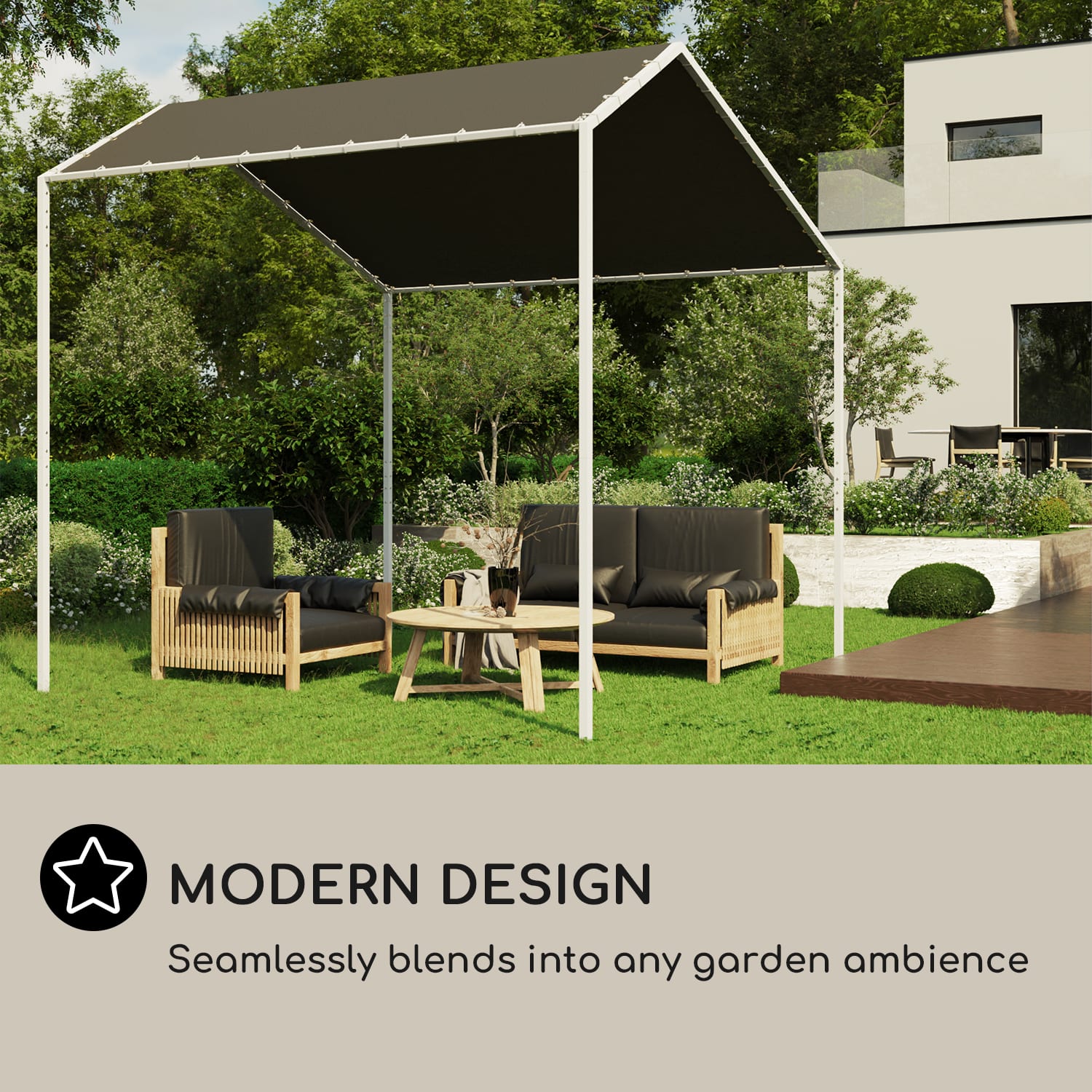 Blumfeldt La Rochelle Gazebo, šikmá pergola, hliníkový rám, UV 50+, polyesterová tkanina – Obrázok 5