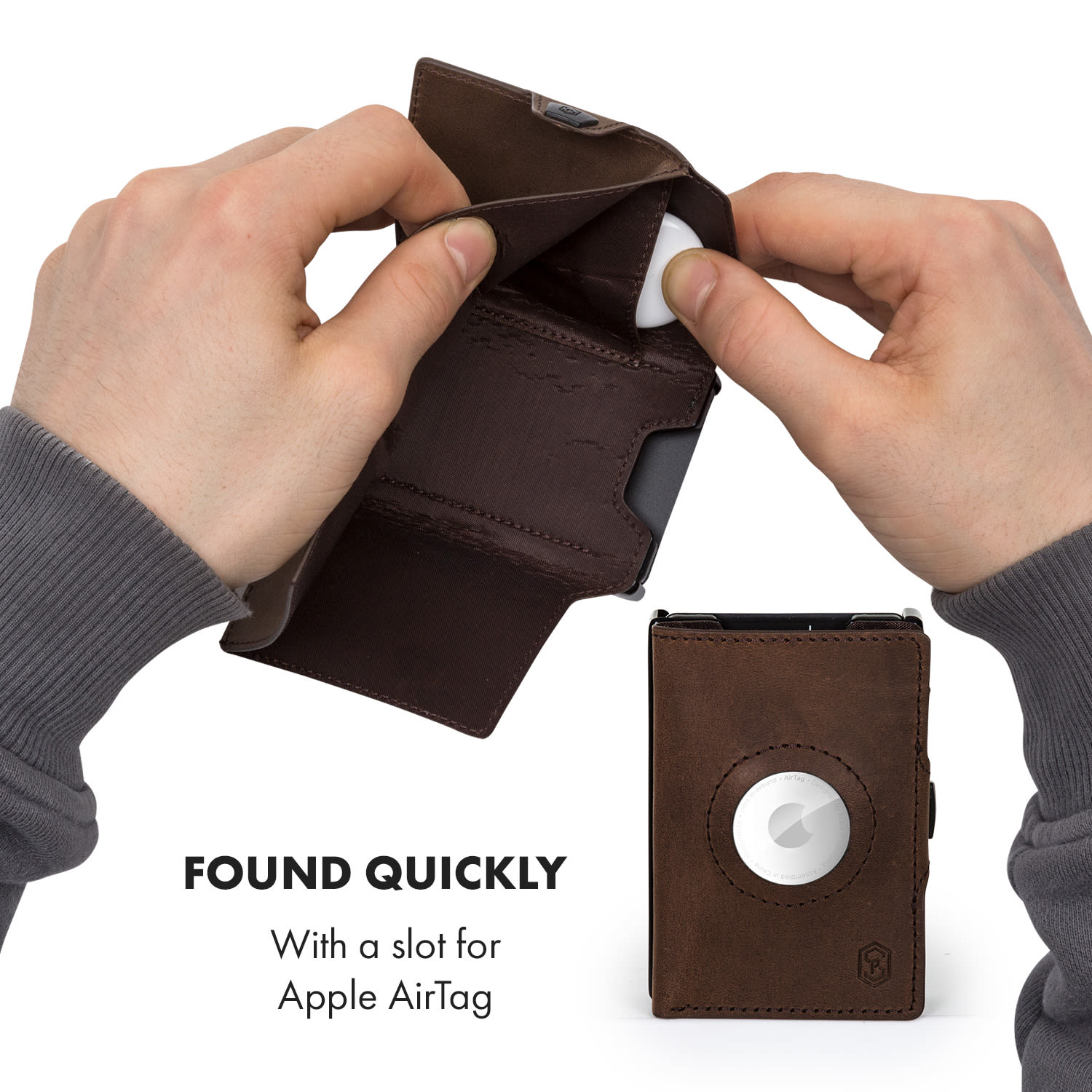 Slimpuro ZNAP Airtag Wallet, 12 kariet, priehradka na mince, 8,9 x 1,8 x 6,3 cm (Š x V x H), ochrana RFID – Obrázok 2