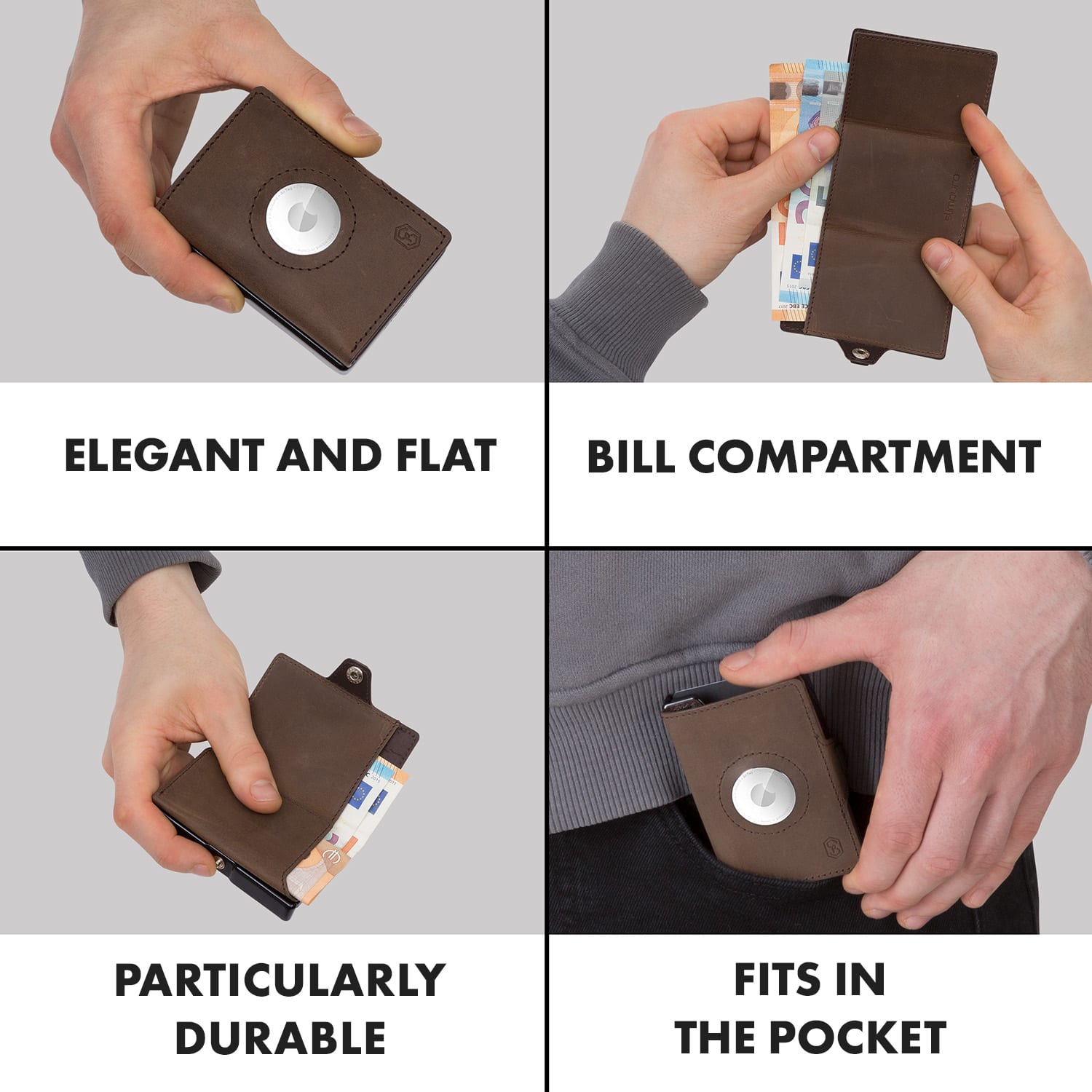 Slimpuro ZNAP Airtag Wallet, 12 kariet, priehradka na mince, 8,9 x 1,8 x 6,3 cm (Š x V x H), ochrana RFID – Obrázok 5