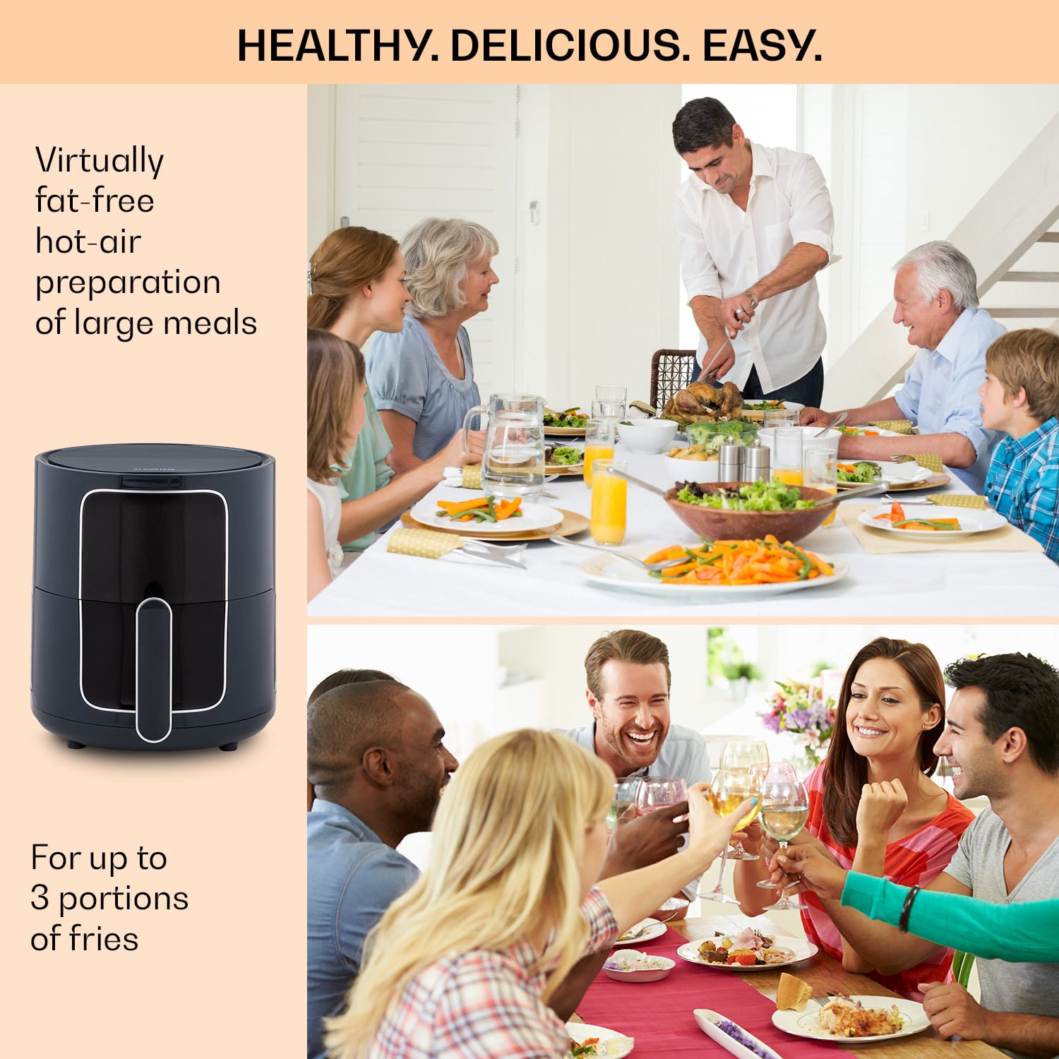 Klarstein Crisp-Pro, teplovzdušná fritéza, 1400 W, 3,5 l, 8 programov, časovač – Obrázok 5